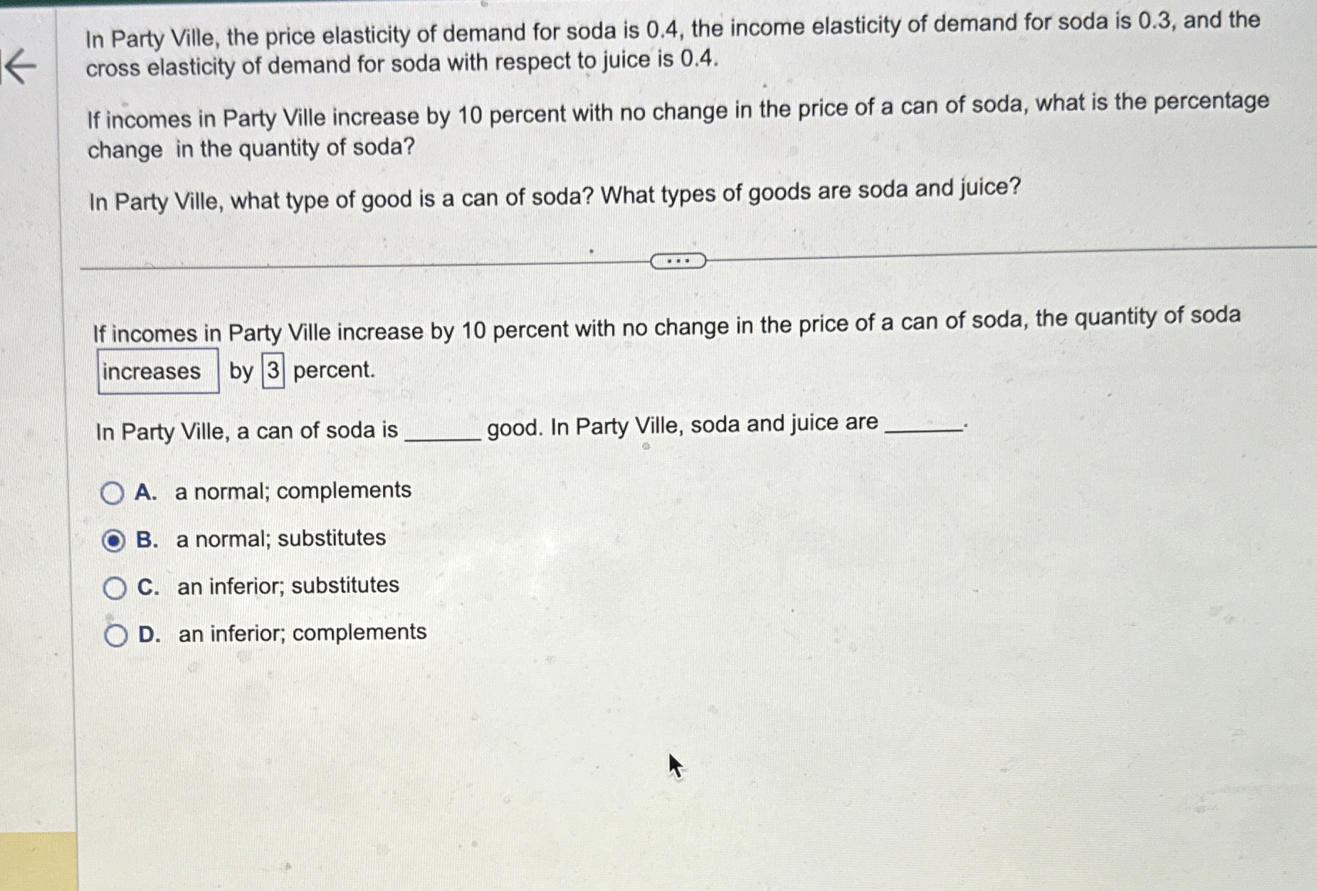 In Party Ville, the price elasticity of demand
