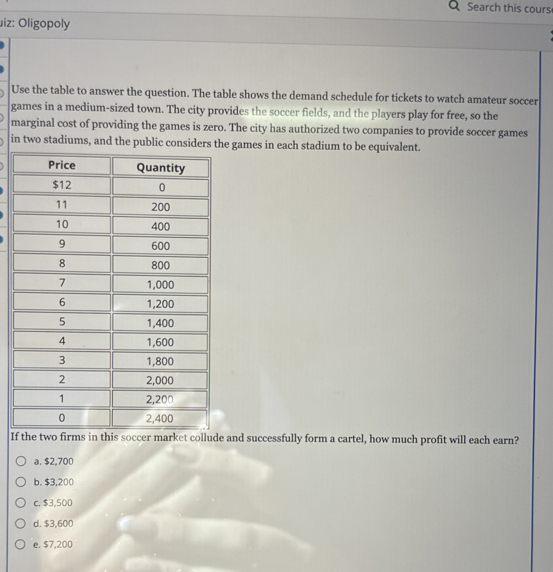Search this cours Use the table to answer the