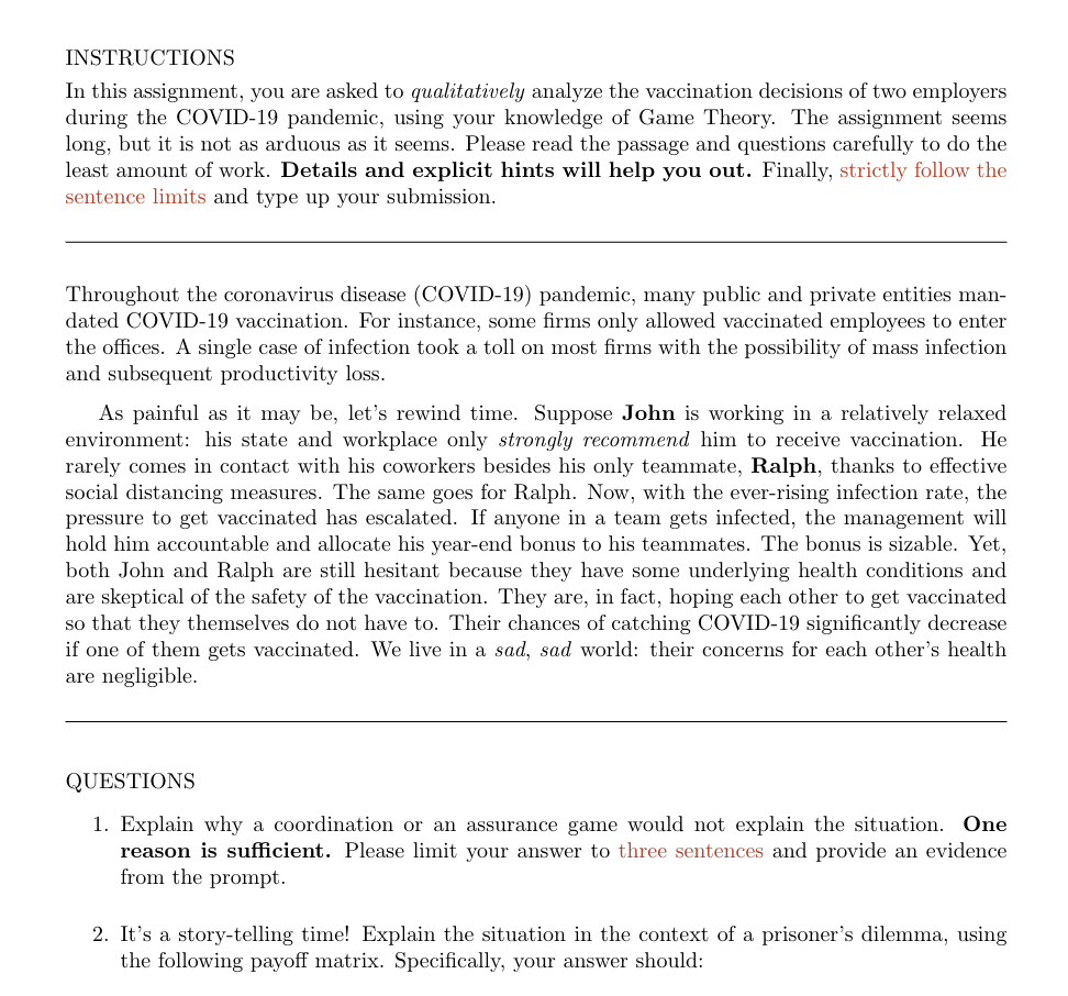 INSTRUCTIONS In this assignment, you are asked to