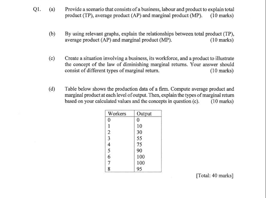 Q 1 . ( a ) Provide a scenario that consists of a