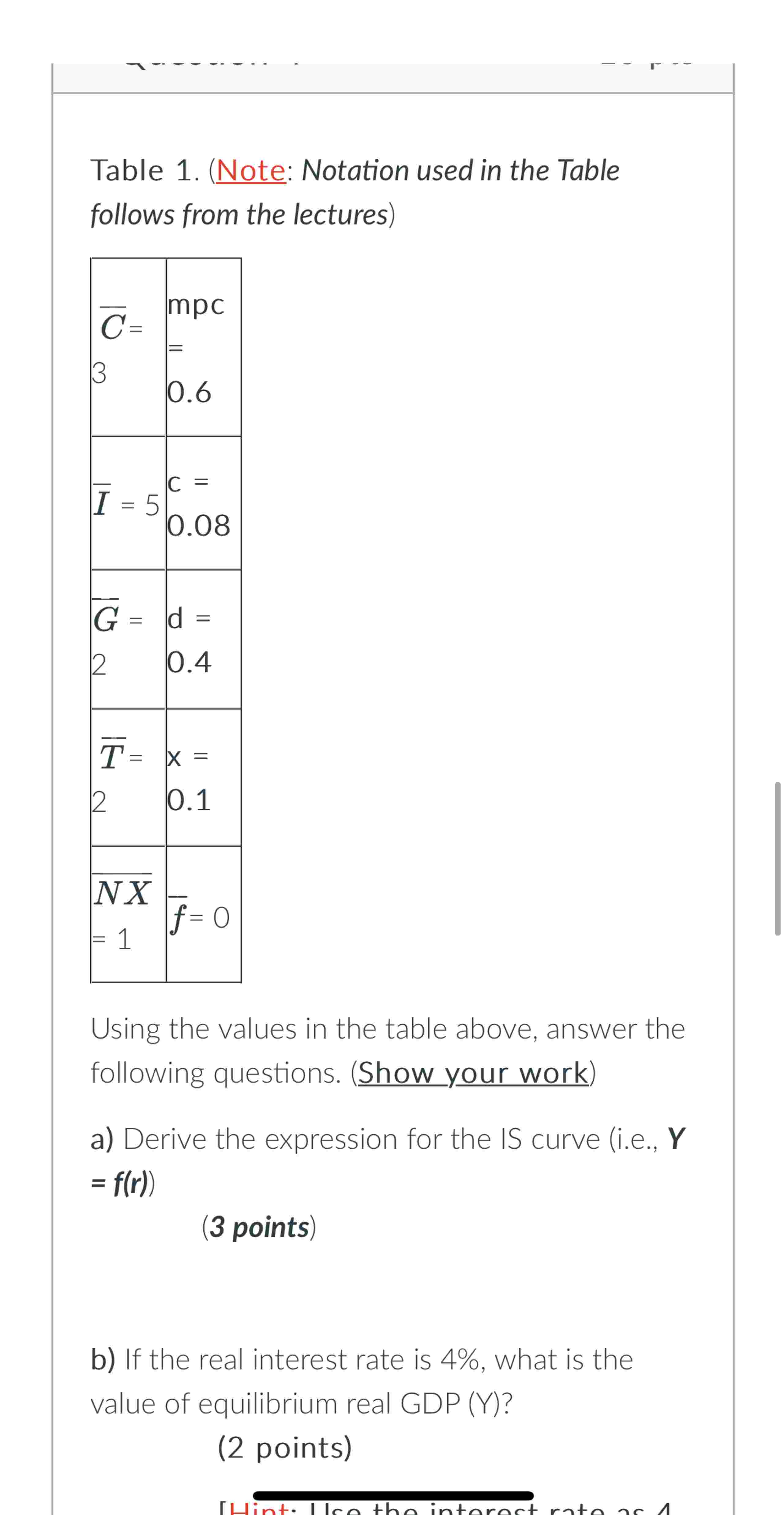 Table 1 . ( Note: Notation used in the Table