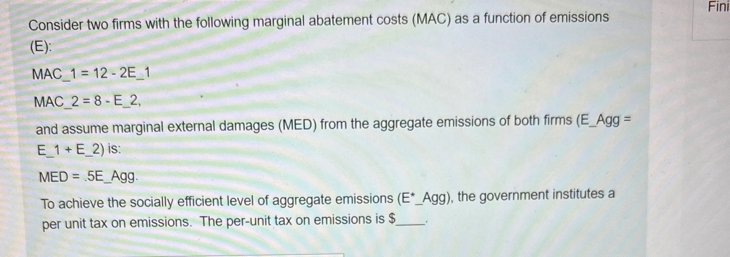 Consider two firms with the following marginal