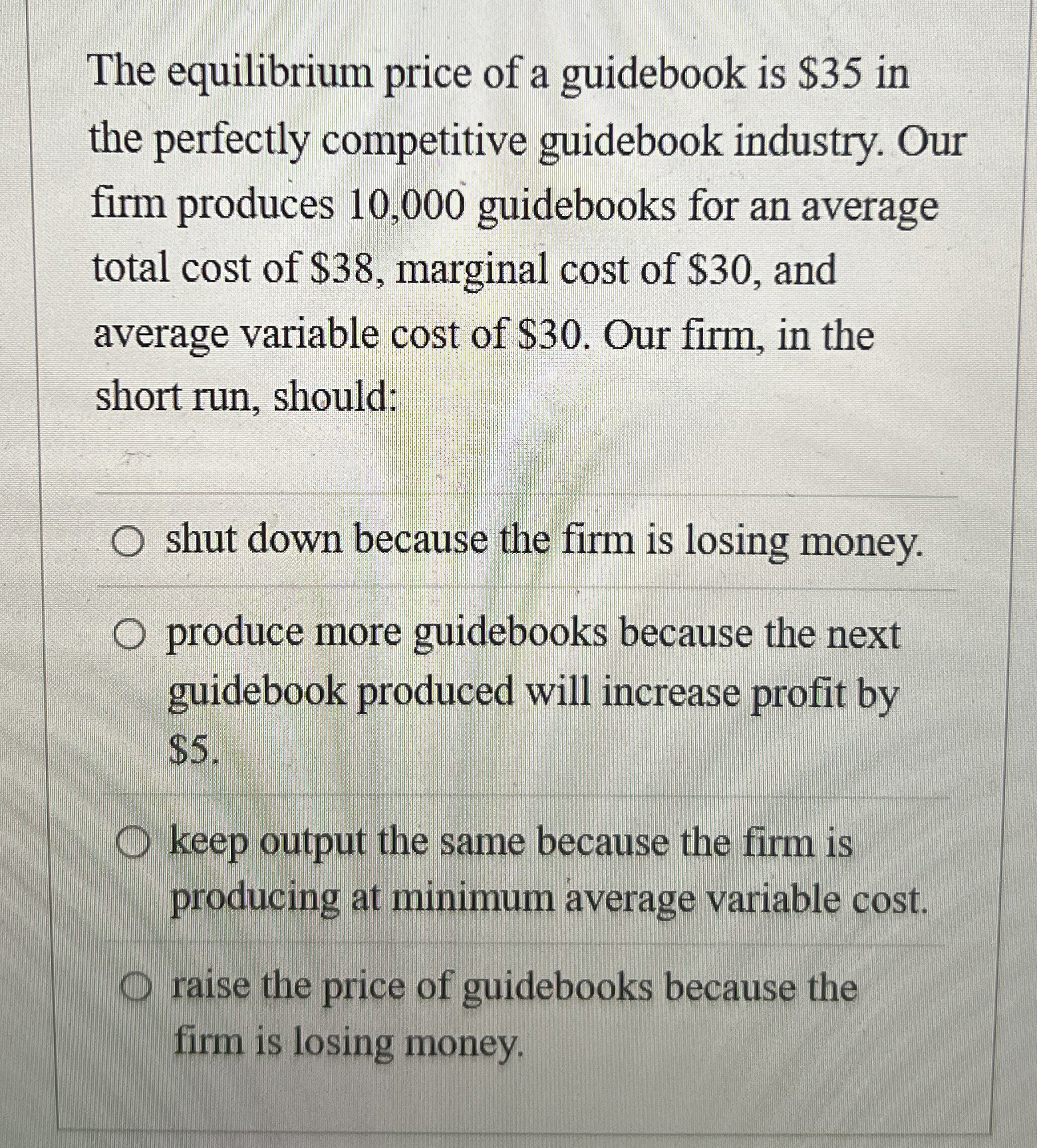 The equilibrium price of a guidebook is $ 3 5 in