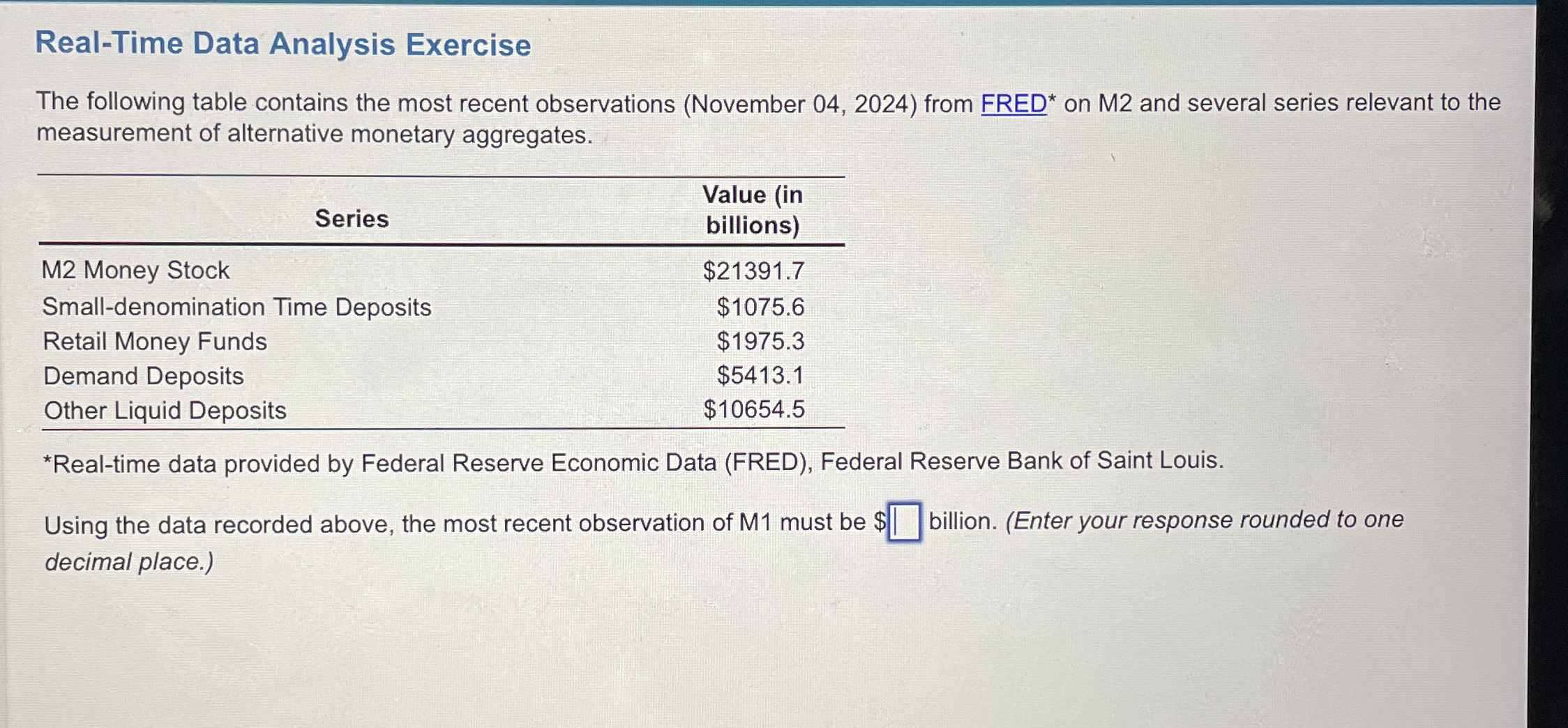 Real - Time Data Analysis Exercise The following