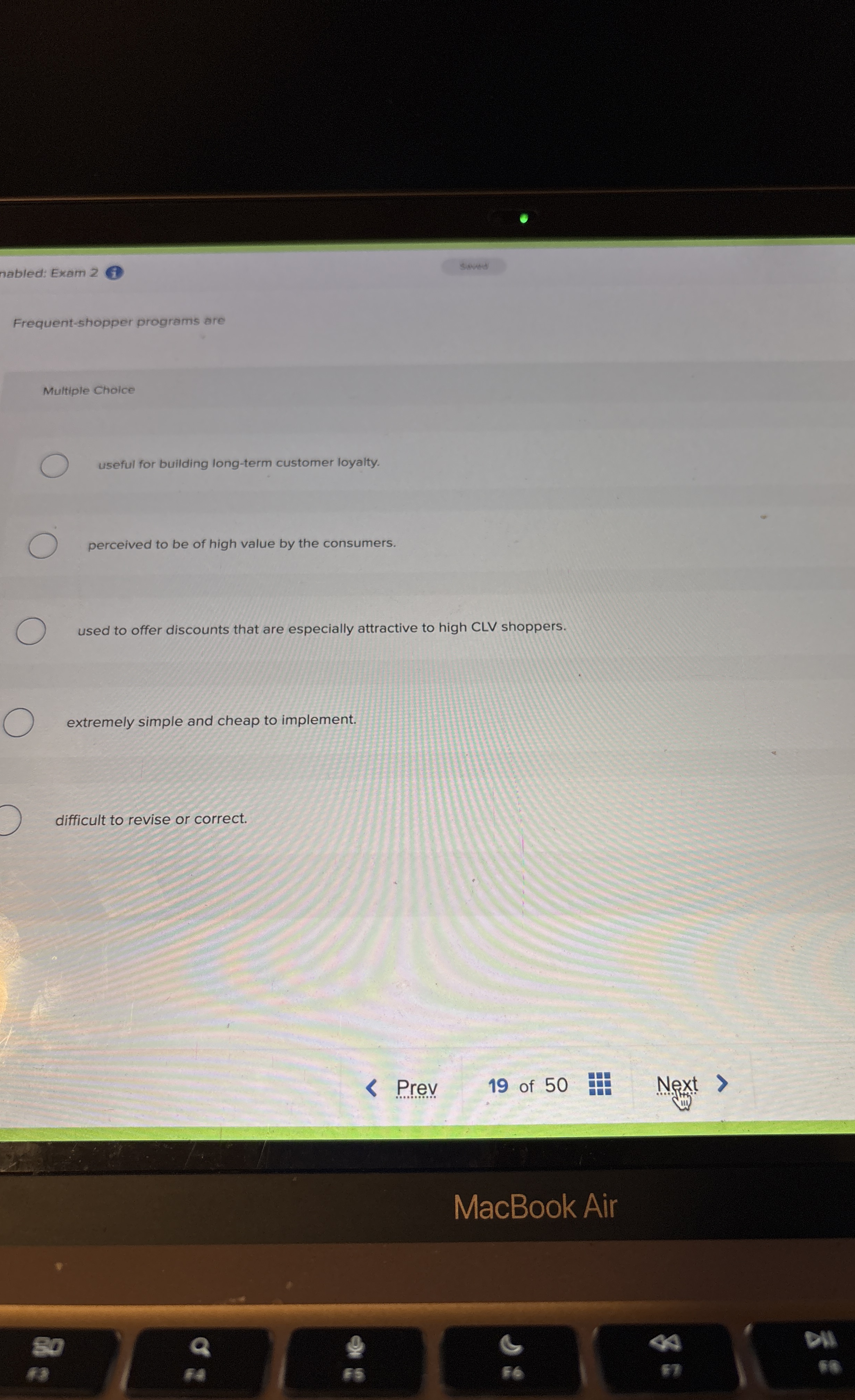 nabled: Exam 2 seved Frequent - shopper programs