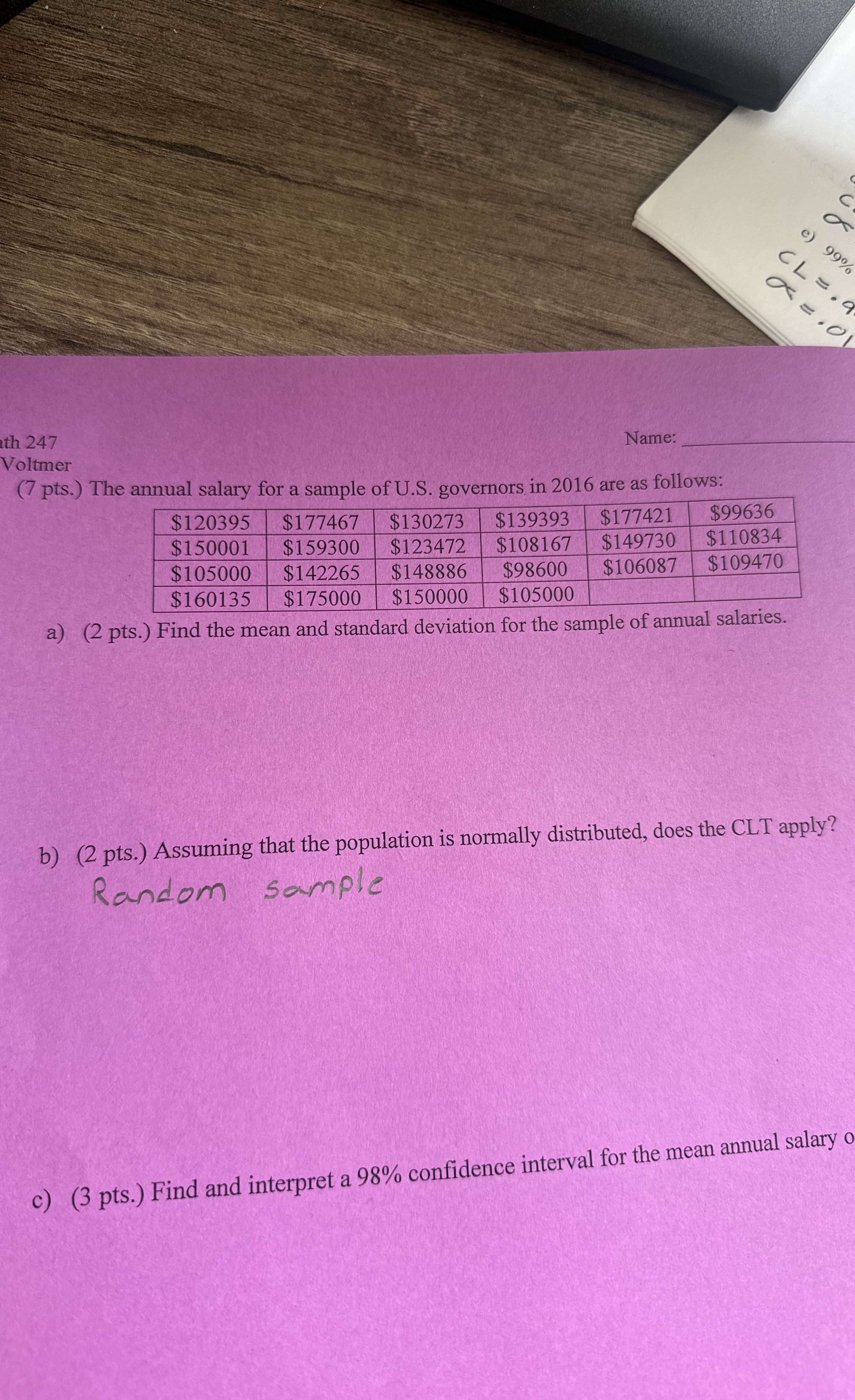 th 2 4 7 Voltmer Name: q , ( 7 pts . ) The annual