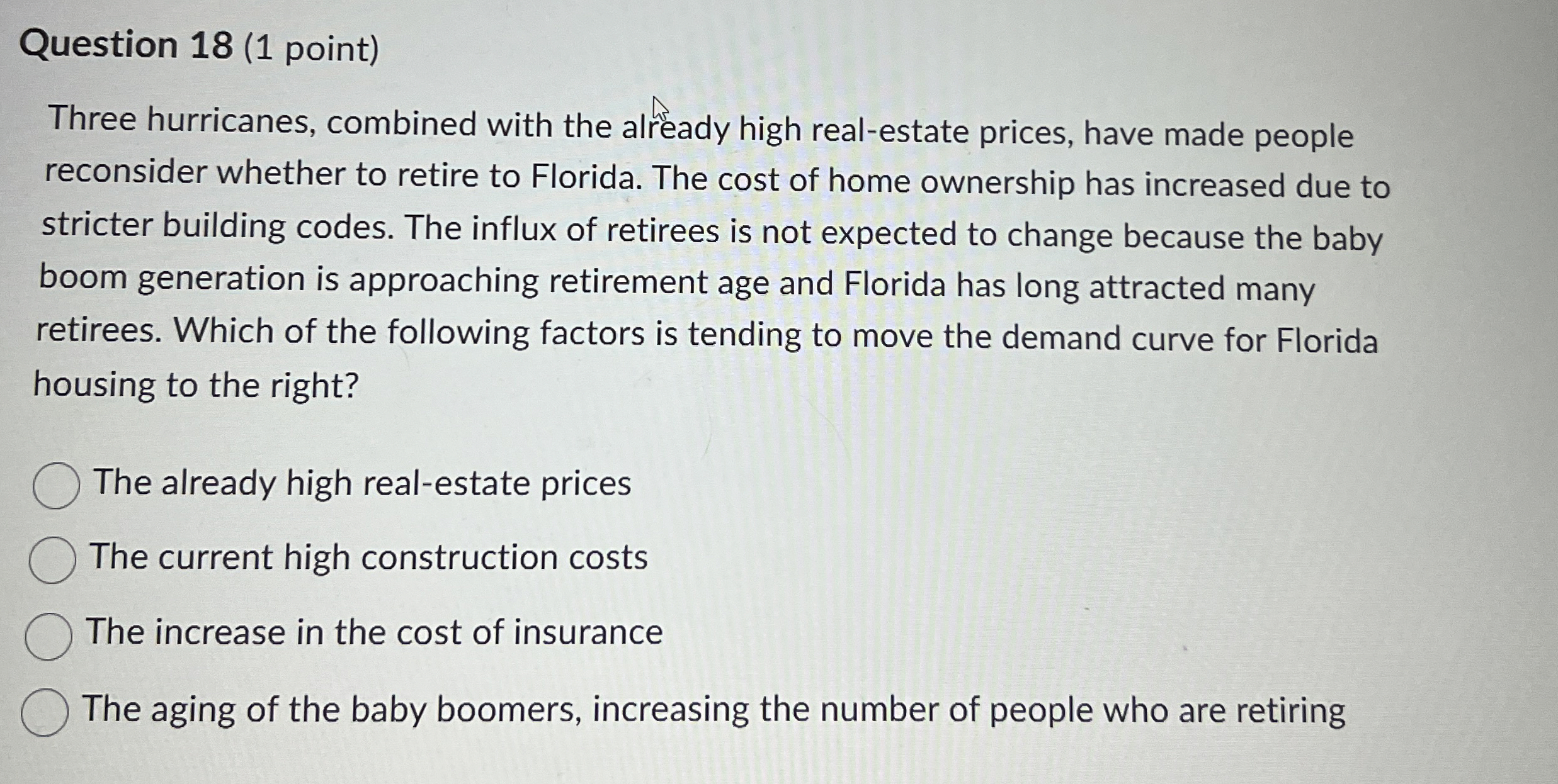 Question 1 8 ( 1 point ) Three hurricanes,