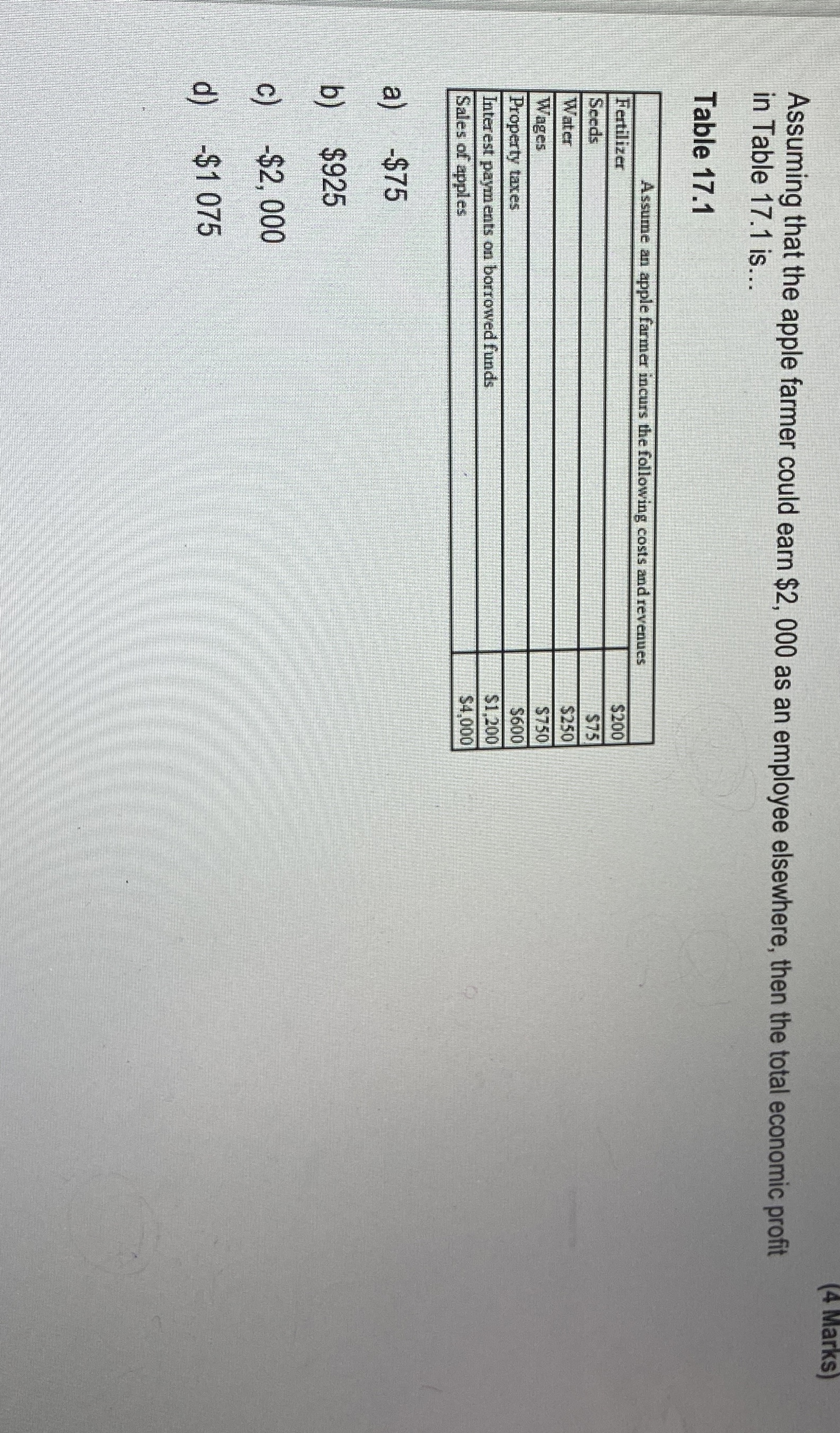 ( 4 Marks ) Assuming that the apple farmer could