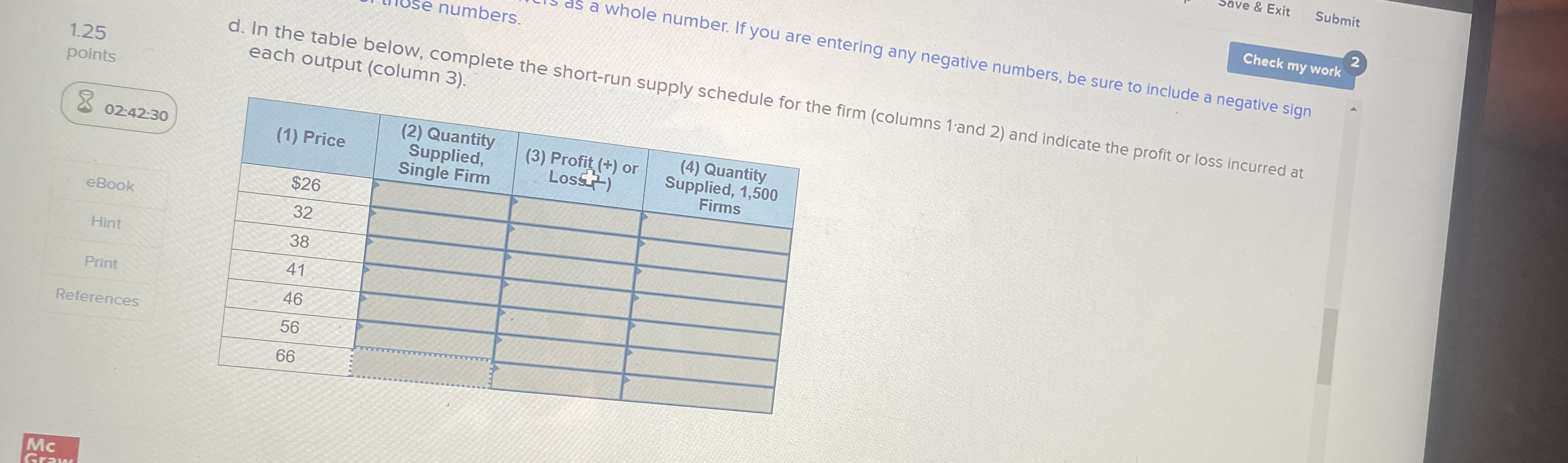 1 . 2 5 numbers. Submit Check my work 2 points