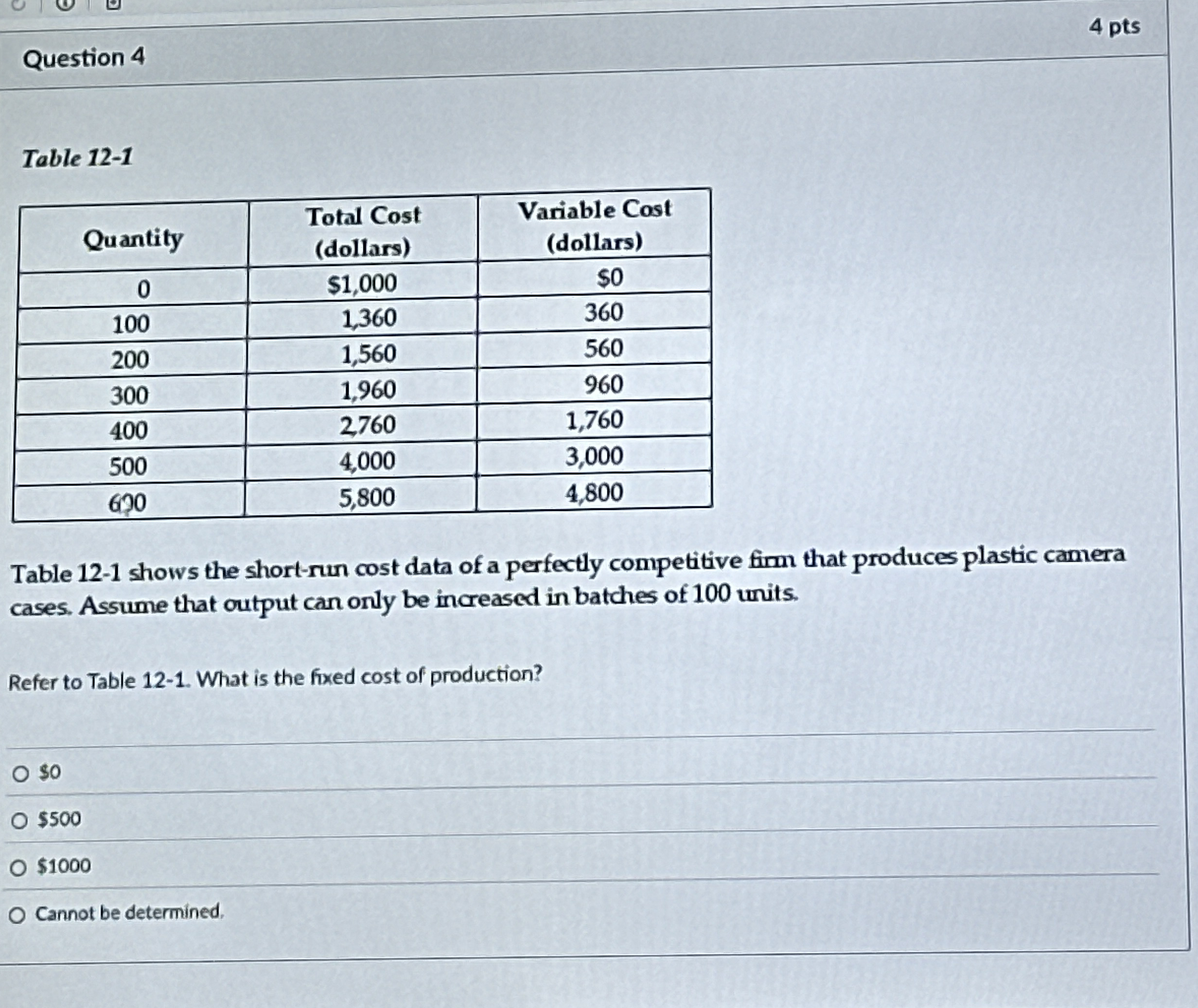 Question 4 4 pts Table 1 2 - 1 \ table [ [