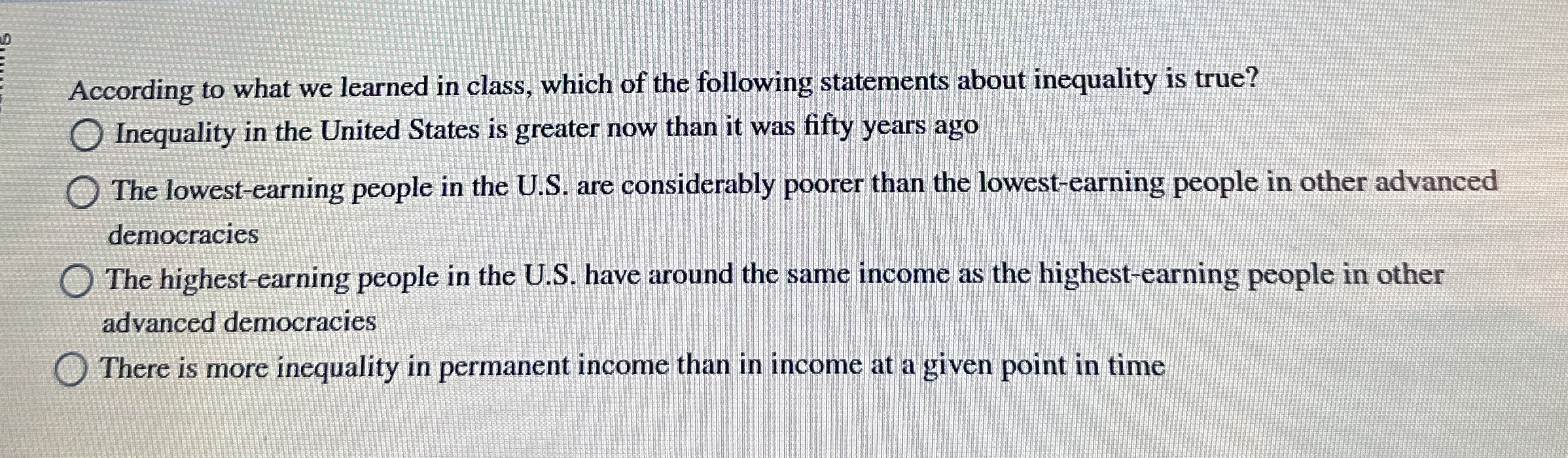 According to what we learned in class, which of