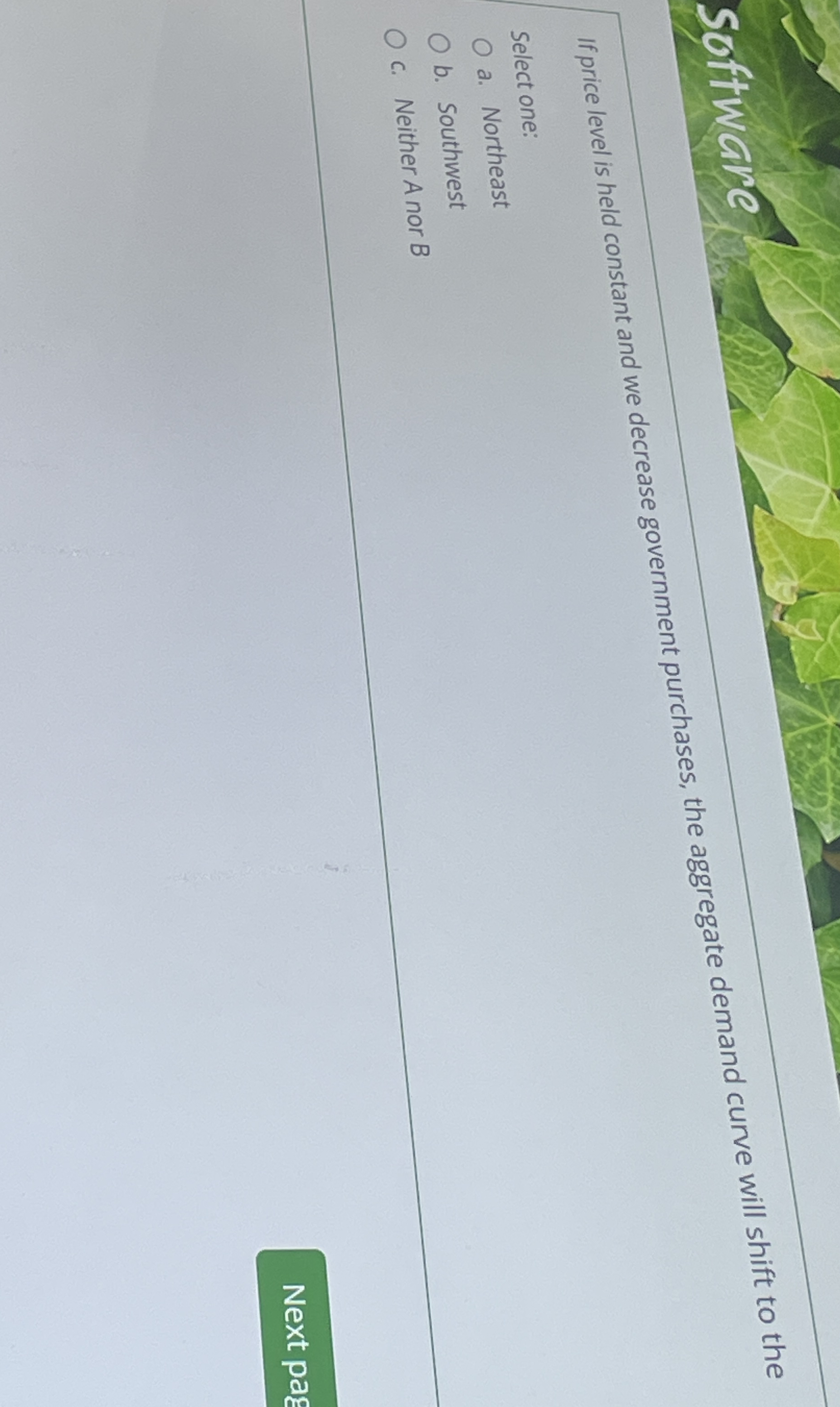 Software If price level is held constant and we