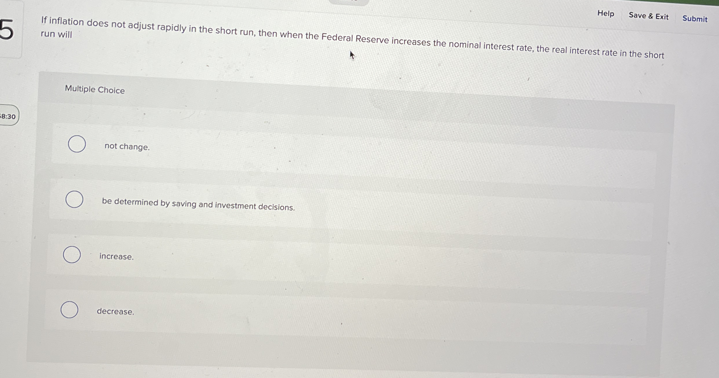 Help Save & Exit Submit If inflation does not