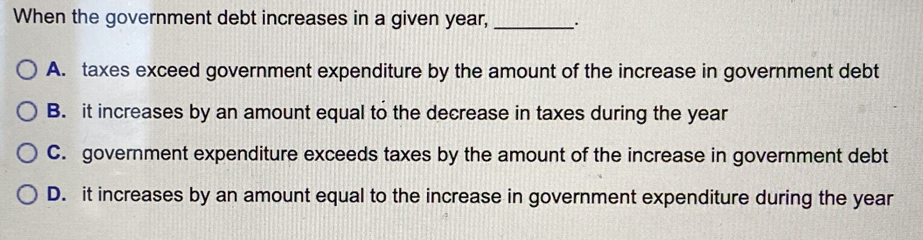 When the government debt increases in a given