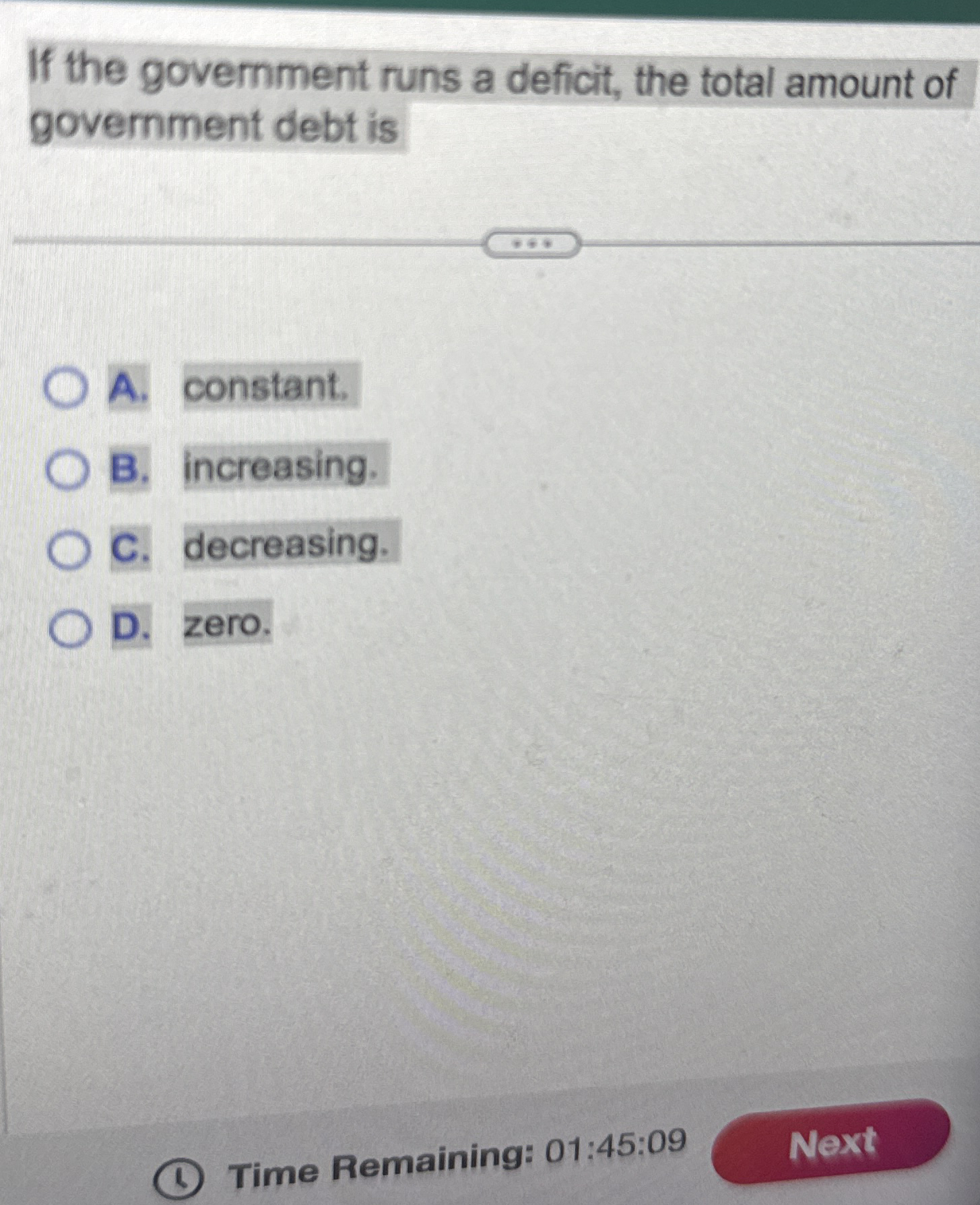 If the government runs a deficit, the total
