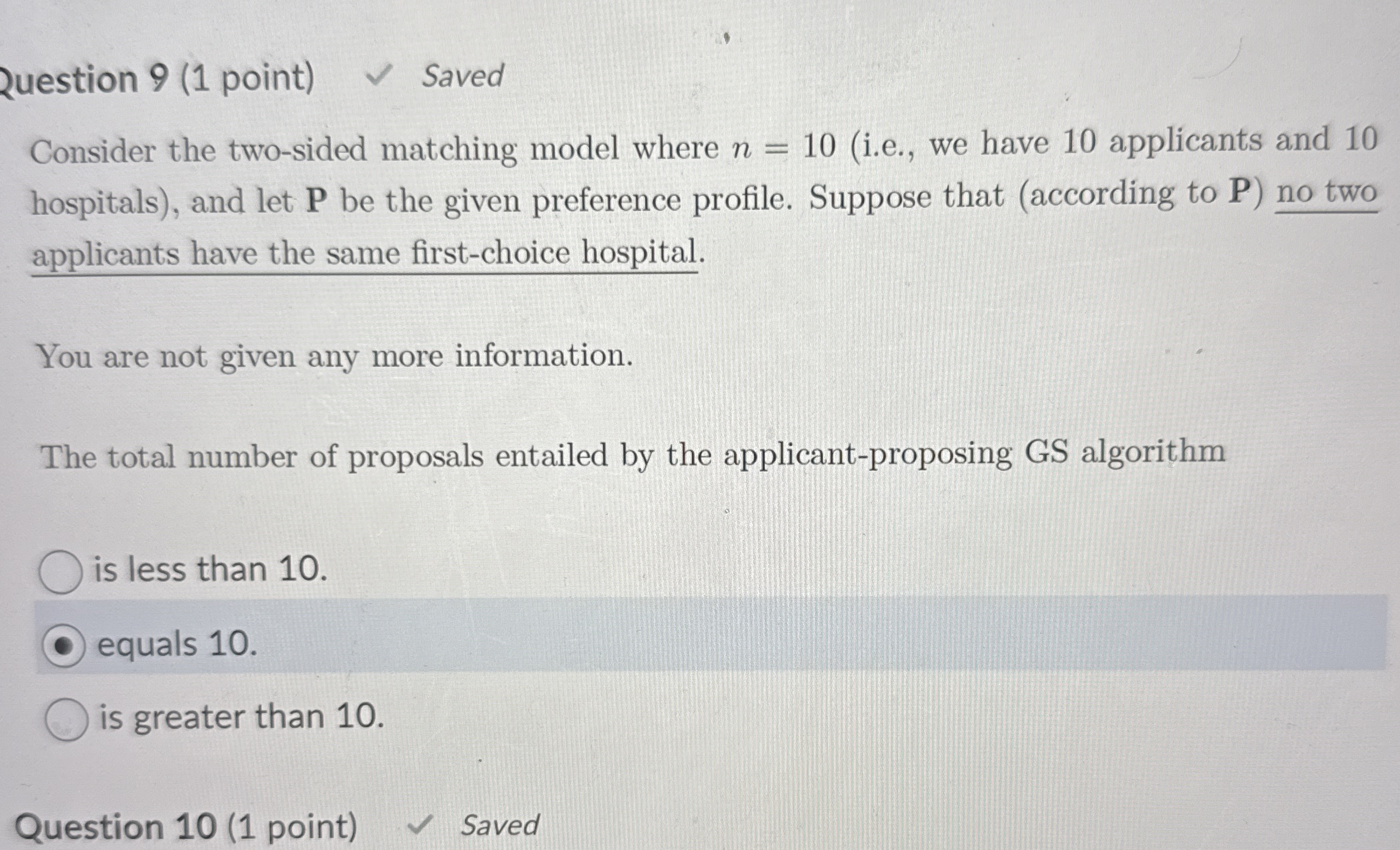2 uestion 9 ( 1 point ) Saved Consider the two -