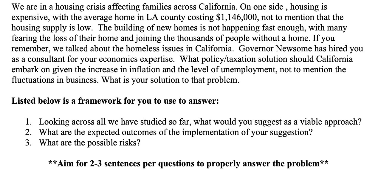 We are in a housing crisis affecting families