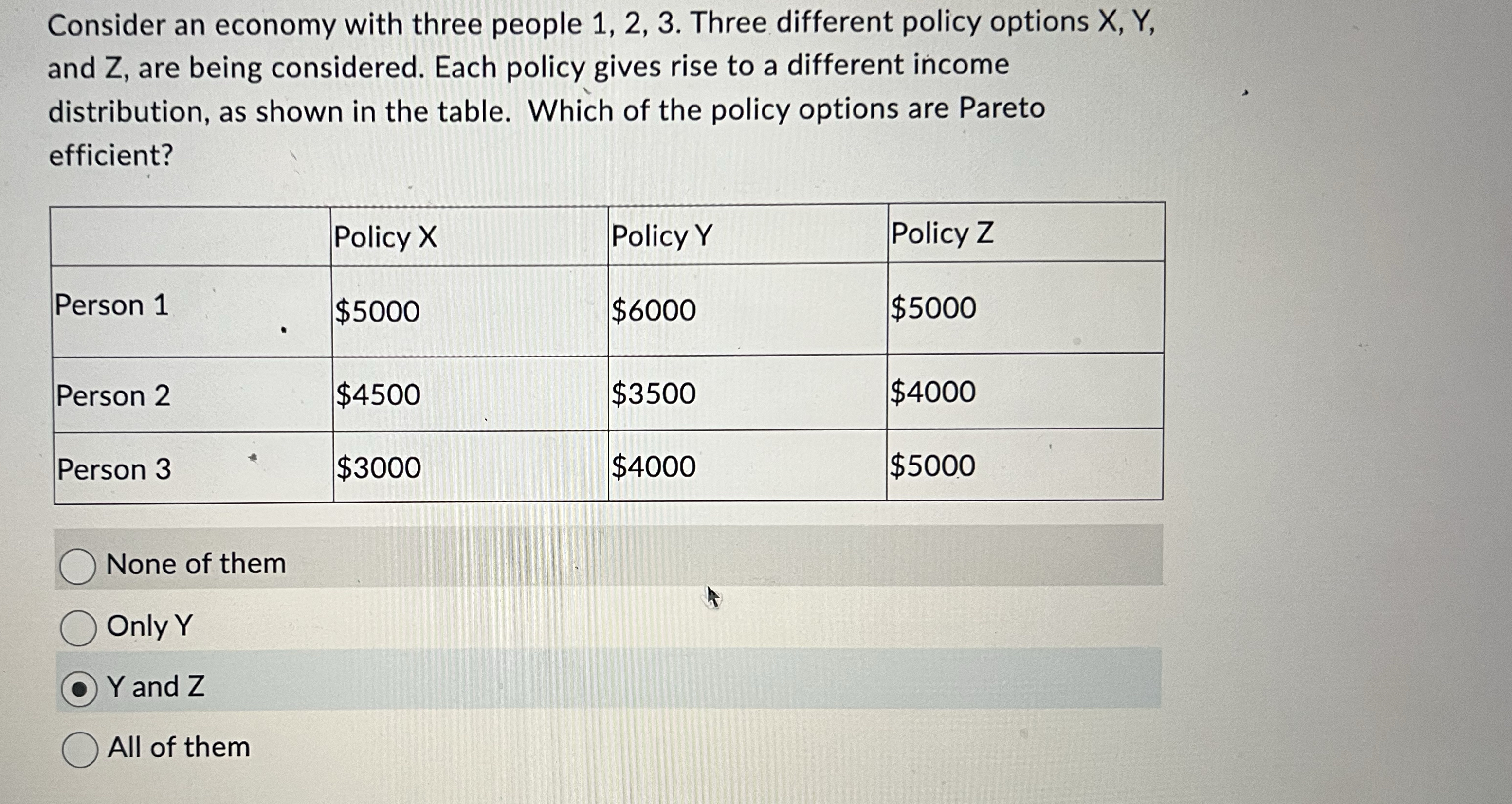 Consider an economy with three people 1 , 2 , 3 .
