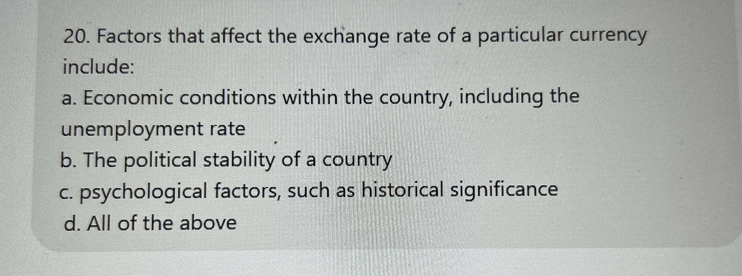 Factors that affect the exchange rate of a