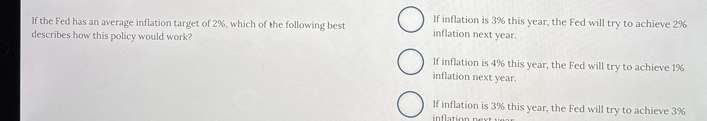 If the Fed has an average inflation target of 2 %