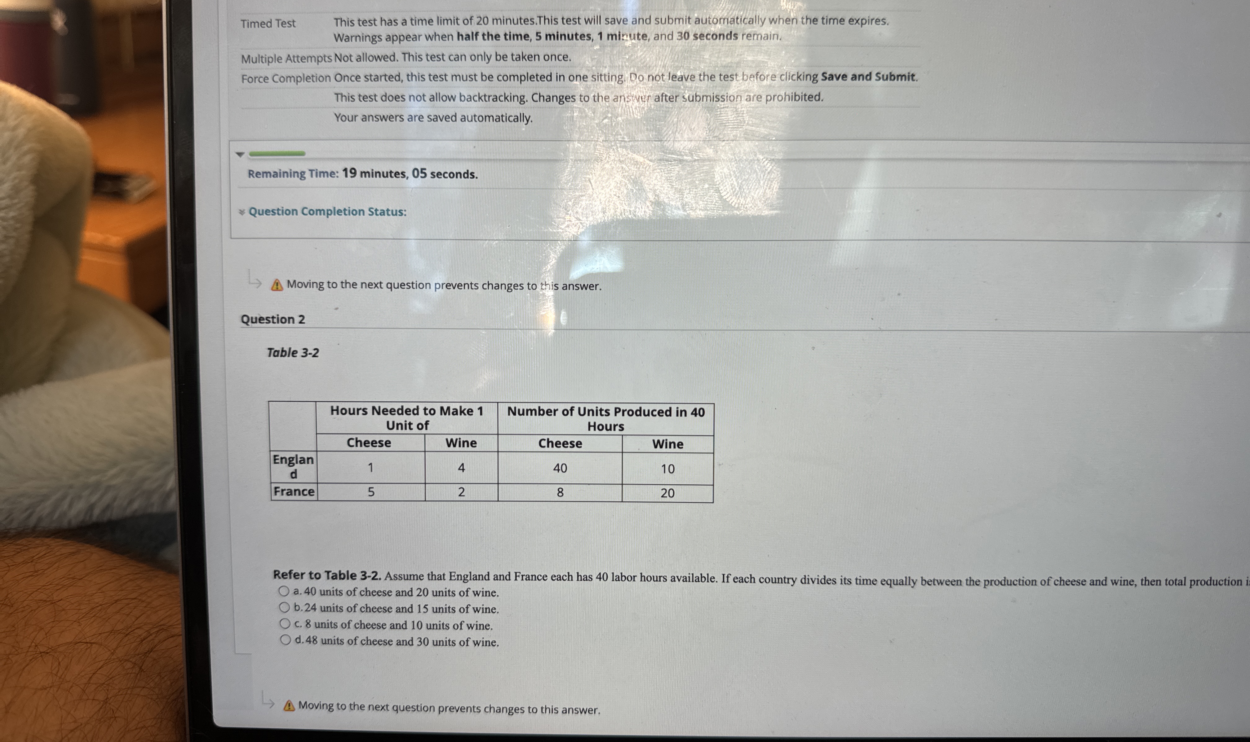 Timed Test This test has a time limit of 2 0