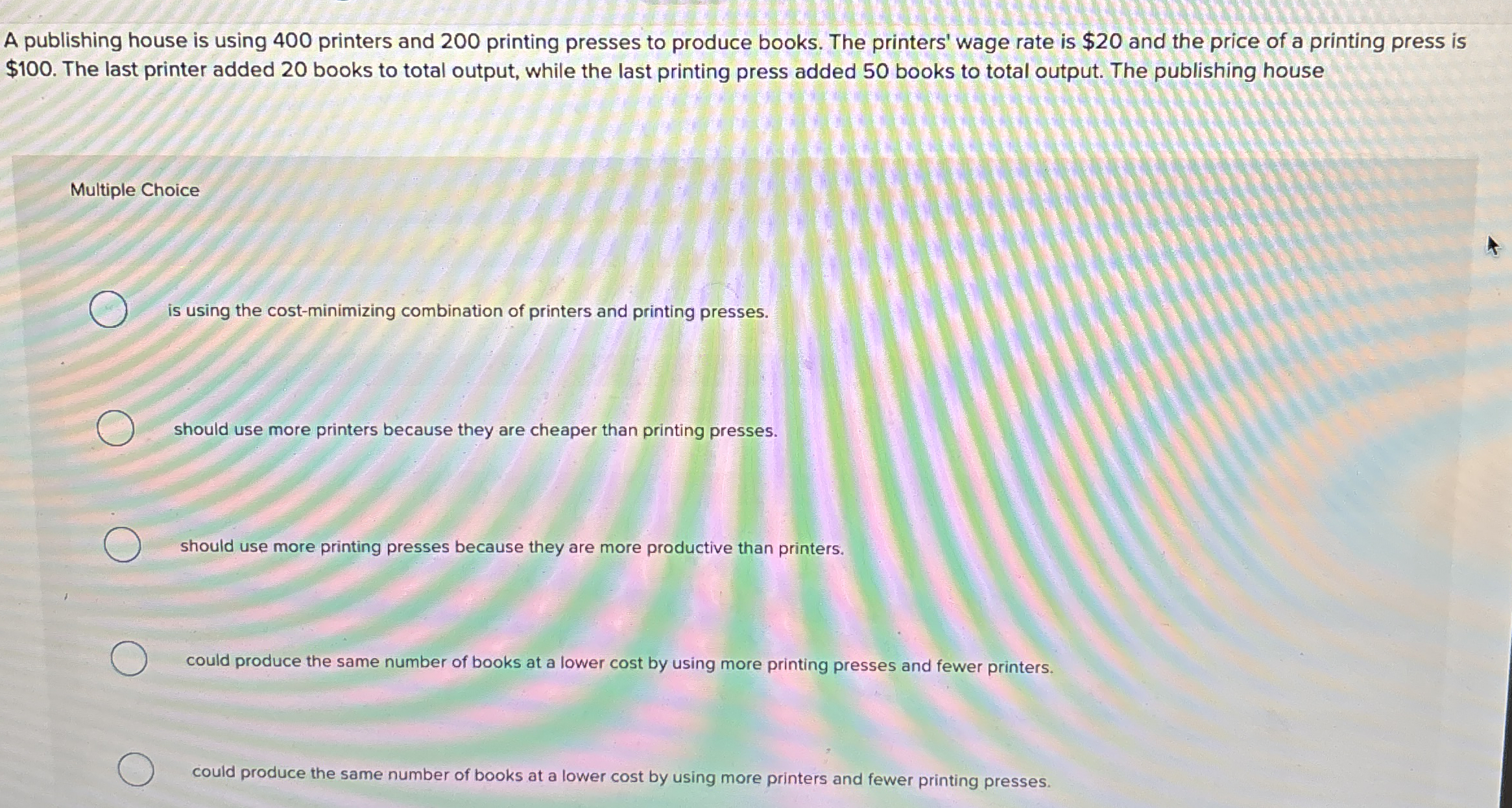 A publishing house is using 4 0 0 printers and 2