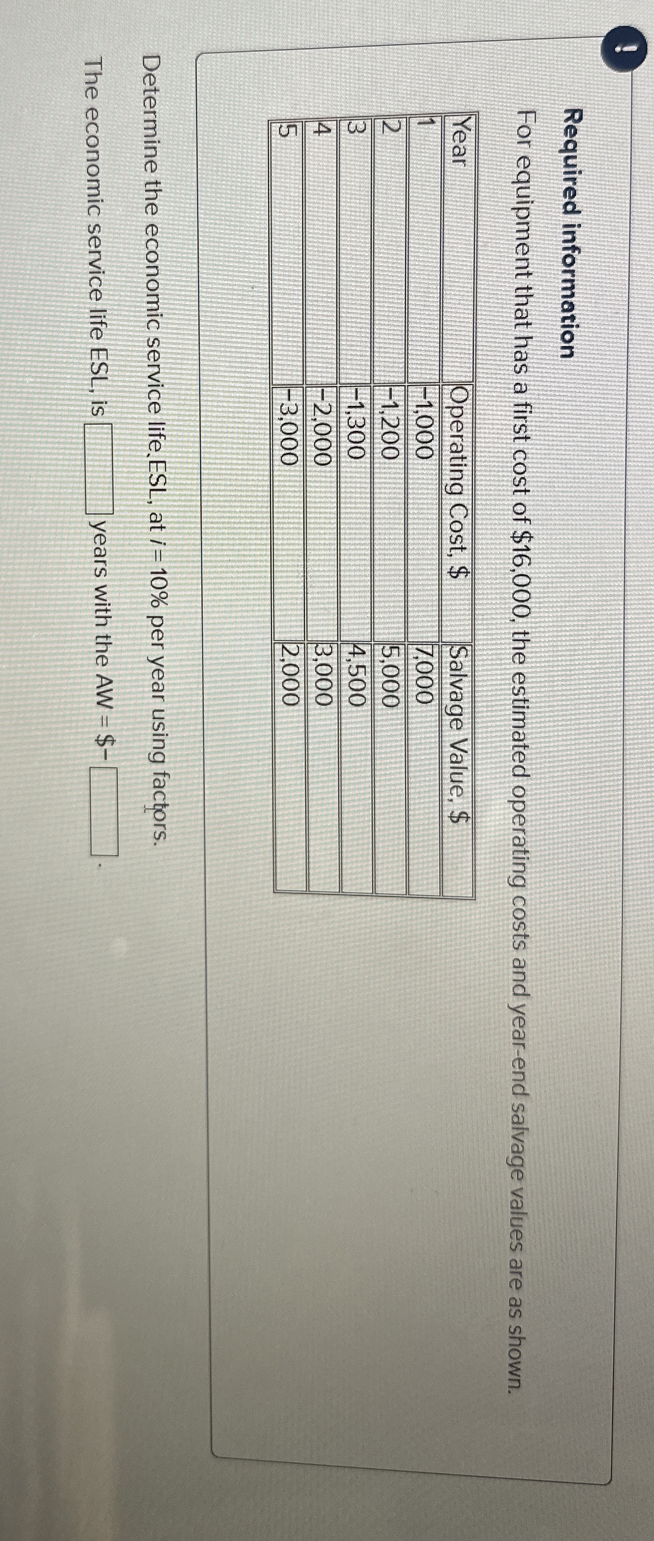 ! Required information For equipment that has a