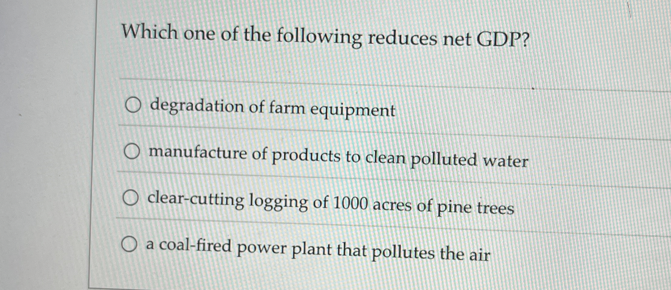Which one of the following reduces net GDP ?