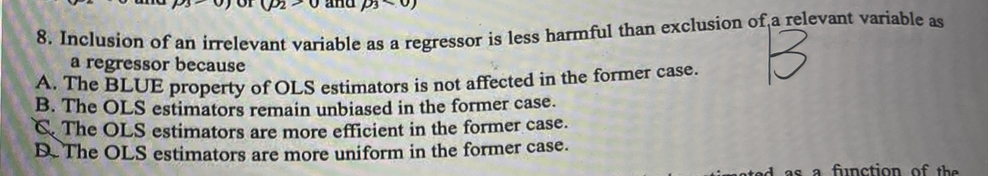 Inclusion of an irrelevant variable as a