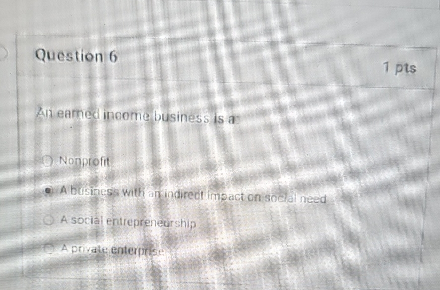 An eamed income business is a: Nonprofit A