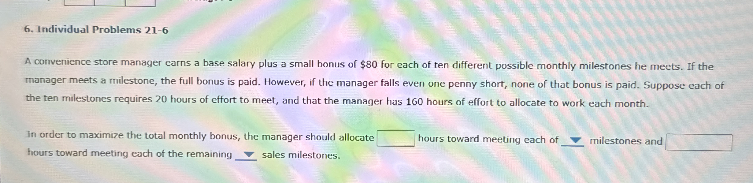 Individual Problems 2 1 - 6 A convenience store