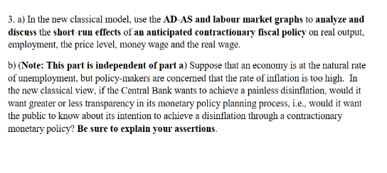 3 . a ) In the new classical model, use the AD -