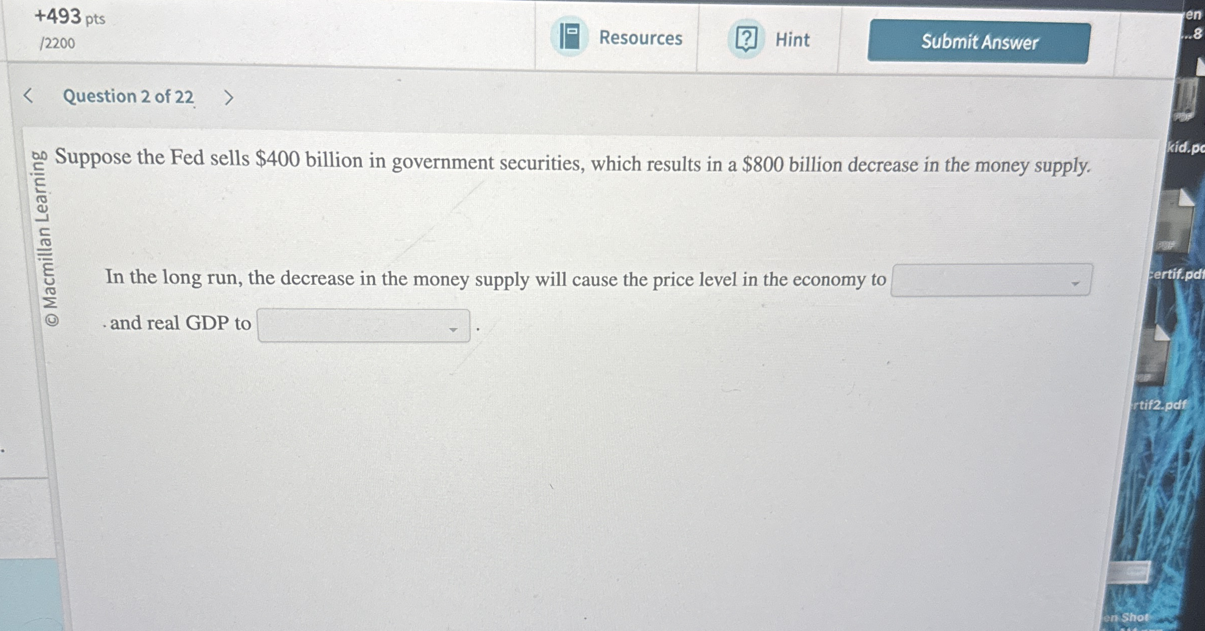 + 4 9 3 pts 1 2 2 0 0 Resources Hint Question 2