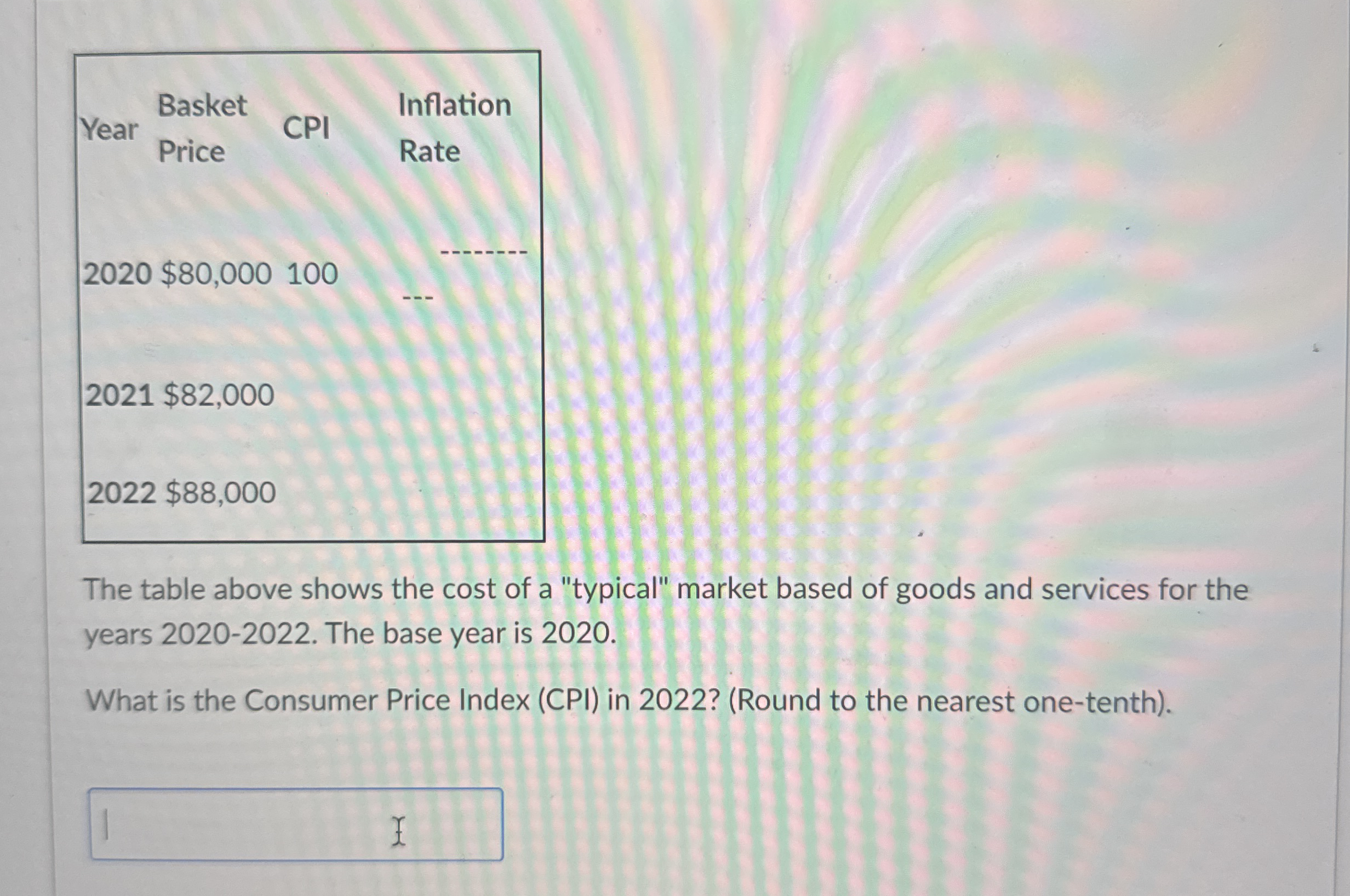 \ table [ [ Year \ table [ [ Basket ] , [ Price ]