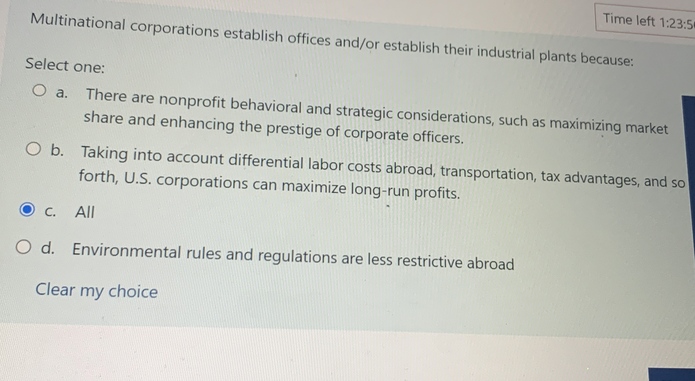 Time left 1 : 2 3 : 5 Multinational corporations