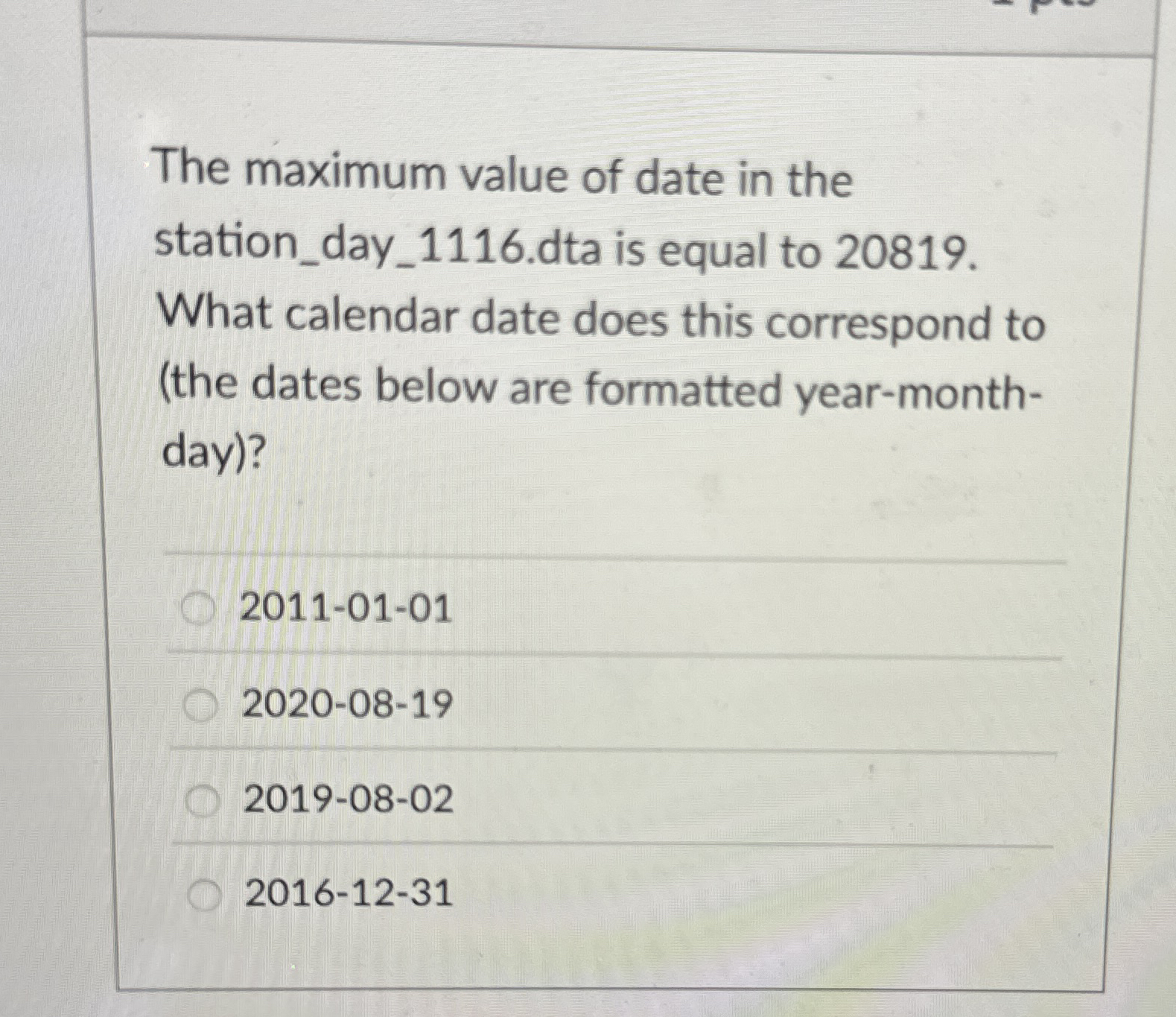 The maximum value of date in the station _ day _