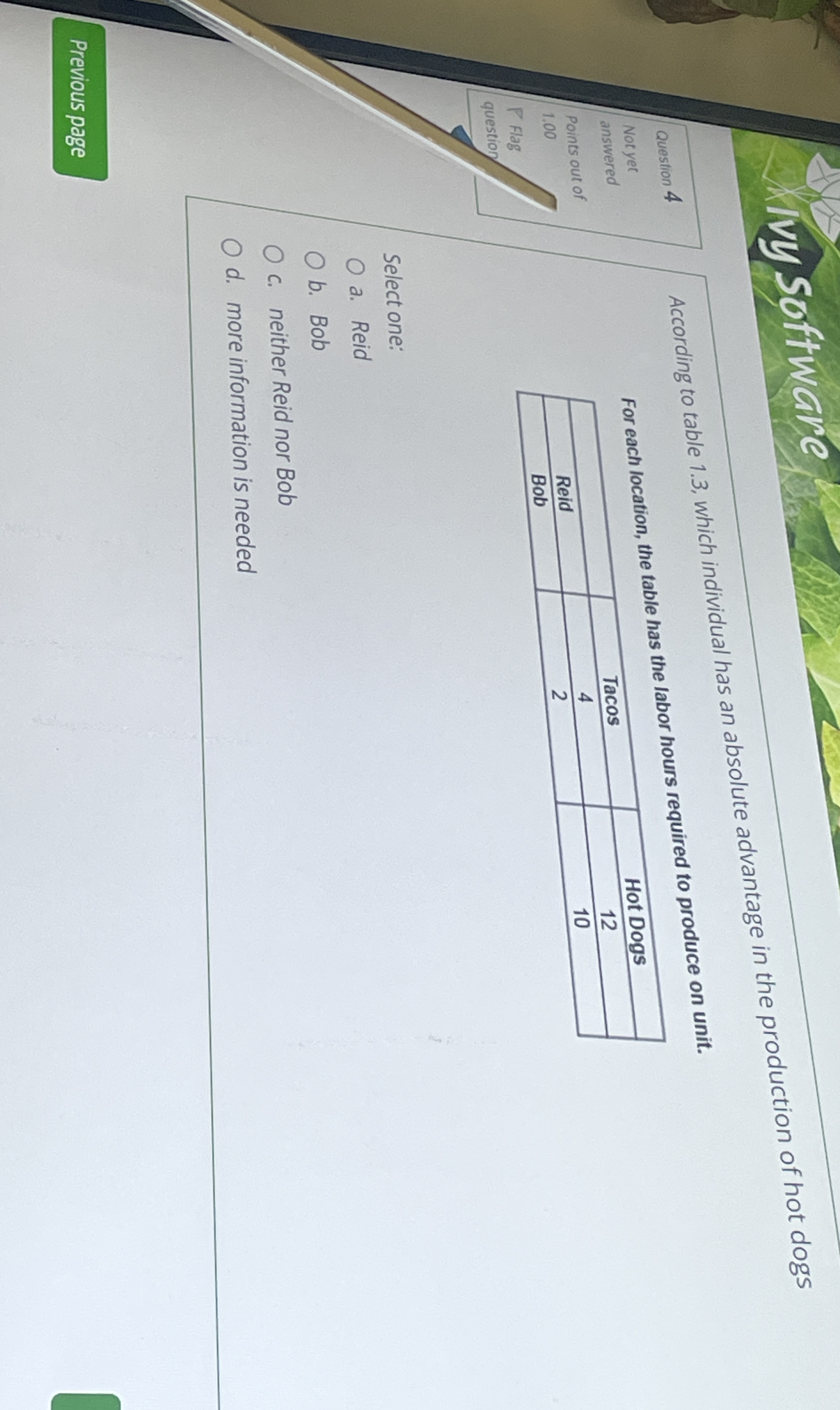 wy software Question 4 According to table 1 . 3 ,