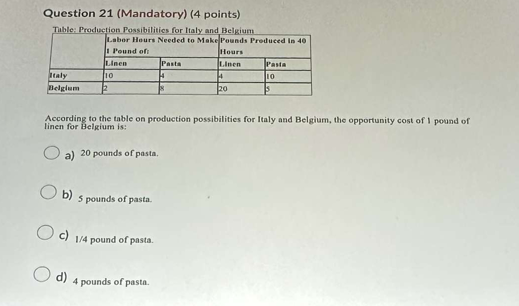 Question 2 1 ( Mandatory ) ( 4 points ) Tuble: