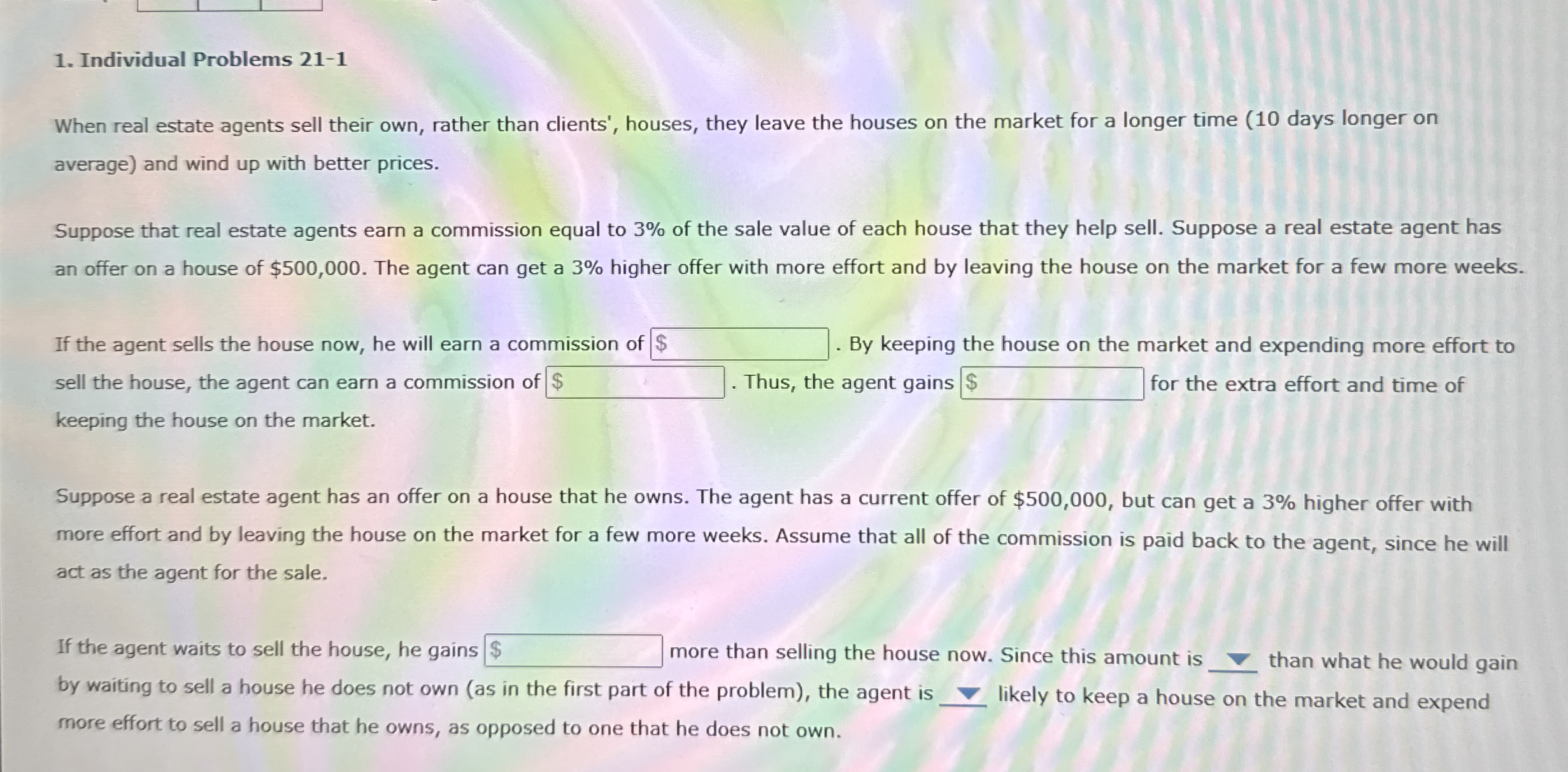 Individual Problems 2 1 - 1 When real estate