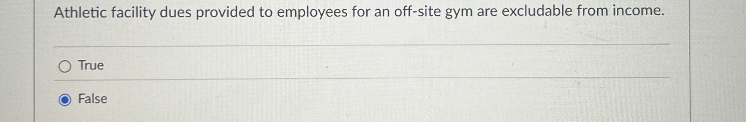 Athletic facility dues provided to employees for