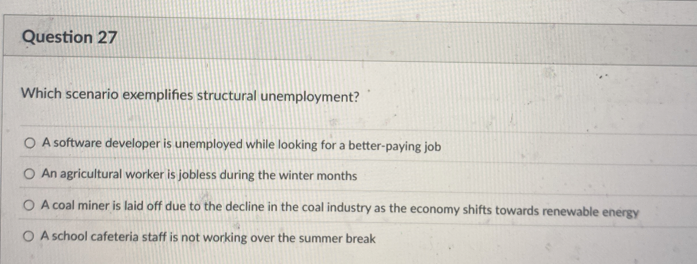 Question 2 7 Which scenario exemplifies