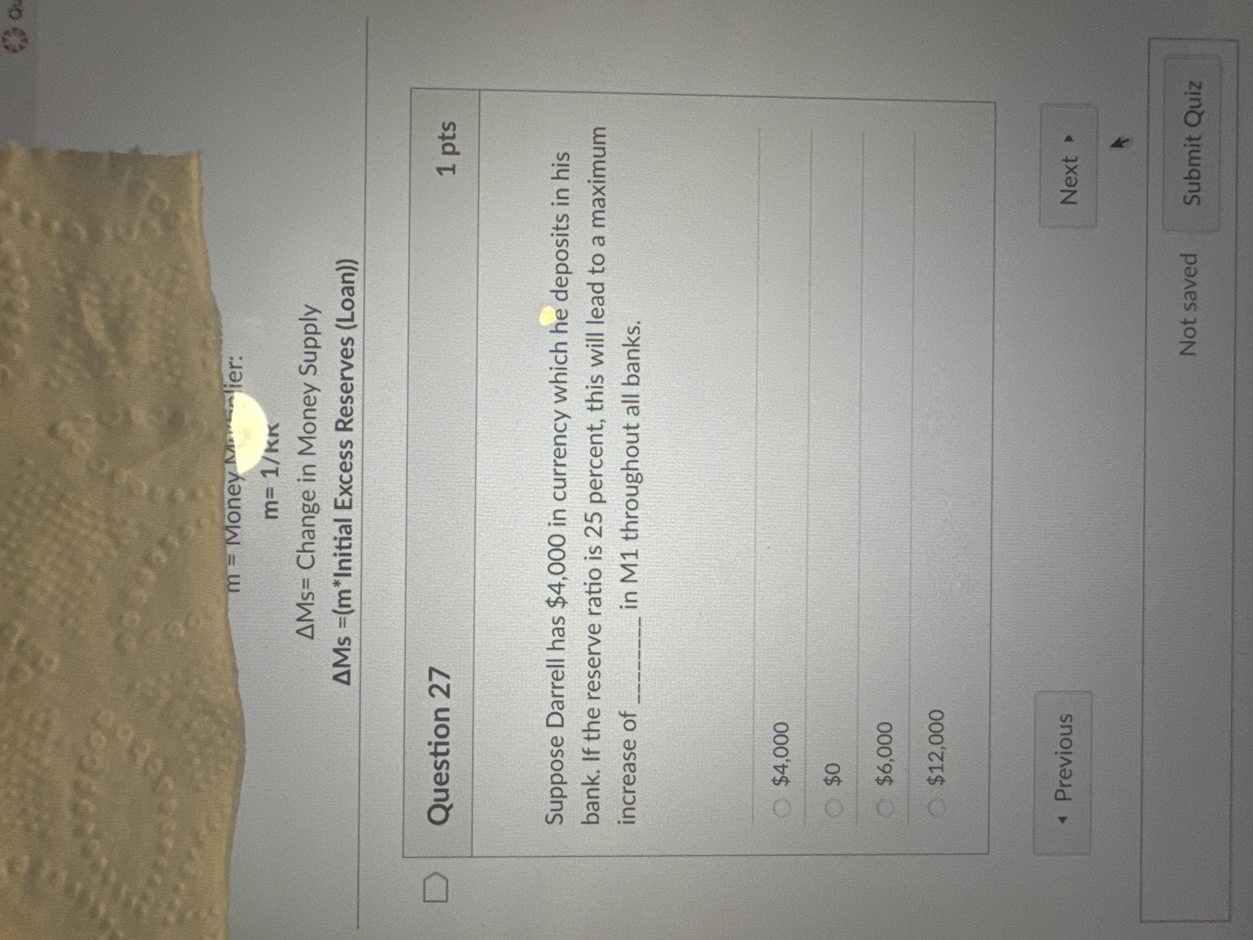 Question 2 7 Suppose Darrell has \ $ 4 , 0 0 0 in