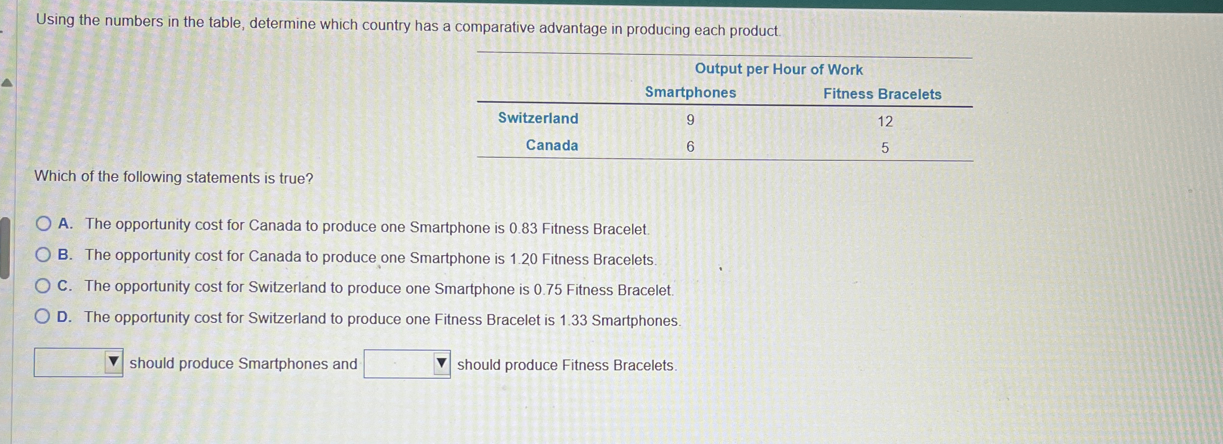 Using the numbers in the table, determine which
