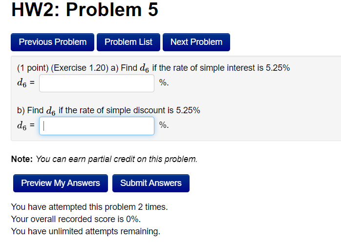 HW2: Problem 5 (1 point} (Exercise 1.20) a} Find