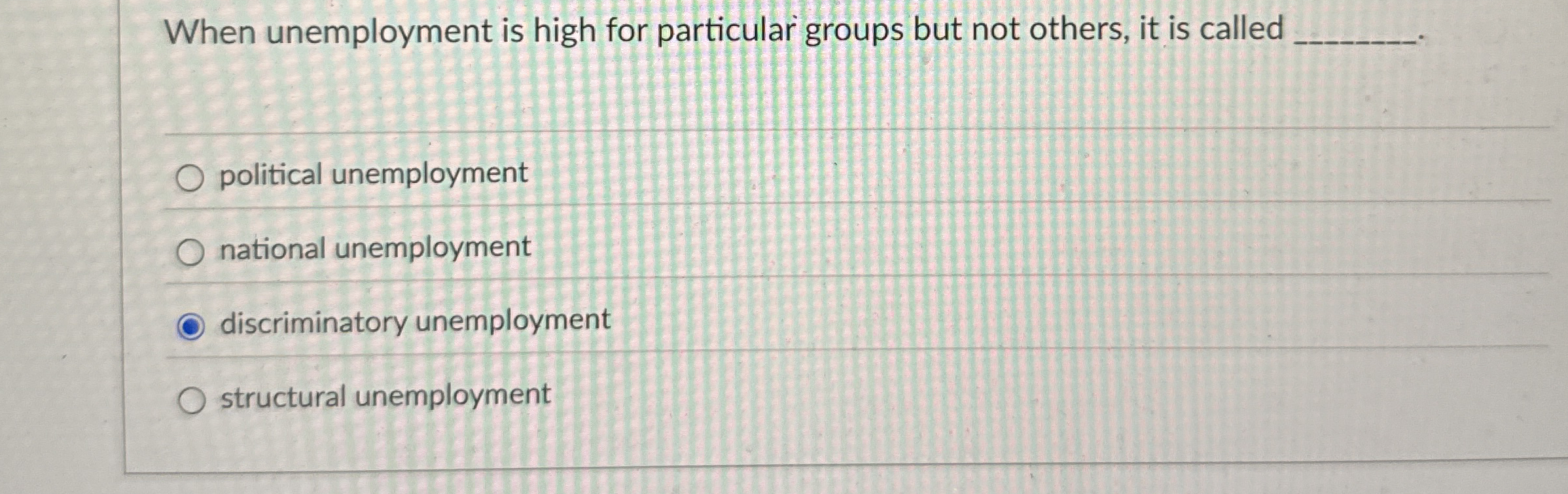 When unemployment is high for particular groups