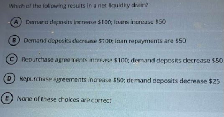Which of the following results in a net liquidity