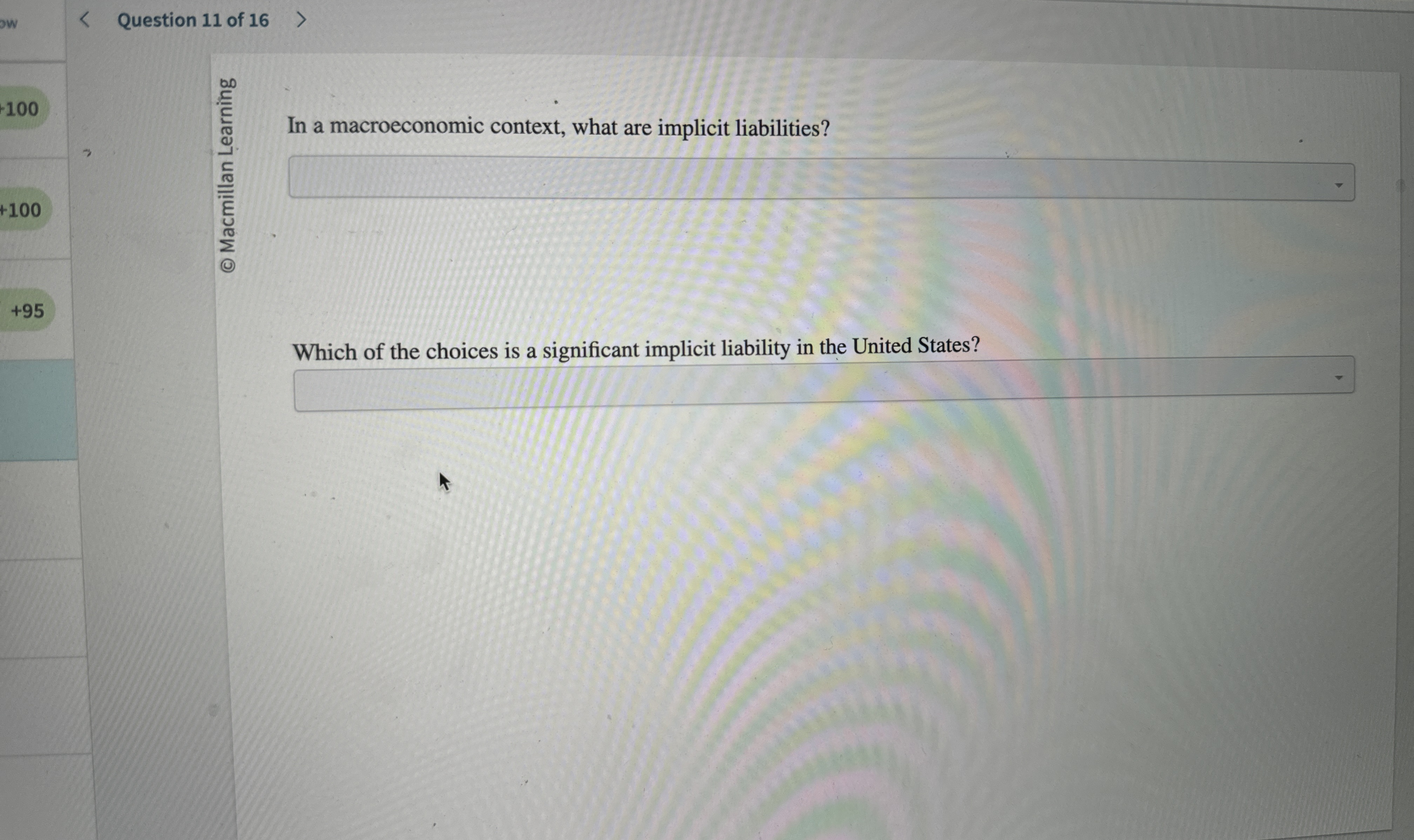 Question 1 1 of 1 6 1 0 0 + 9 5 In a