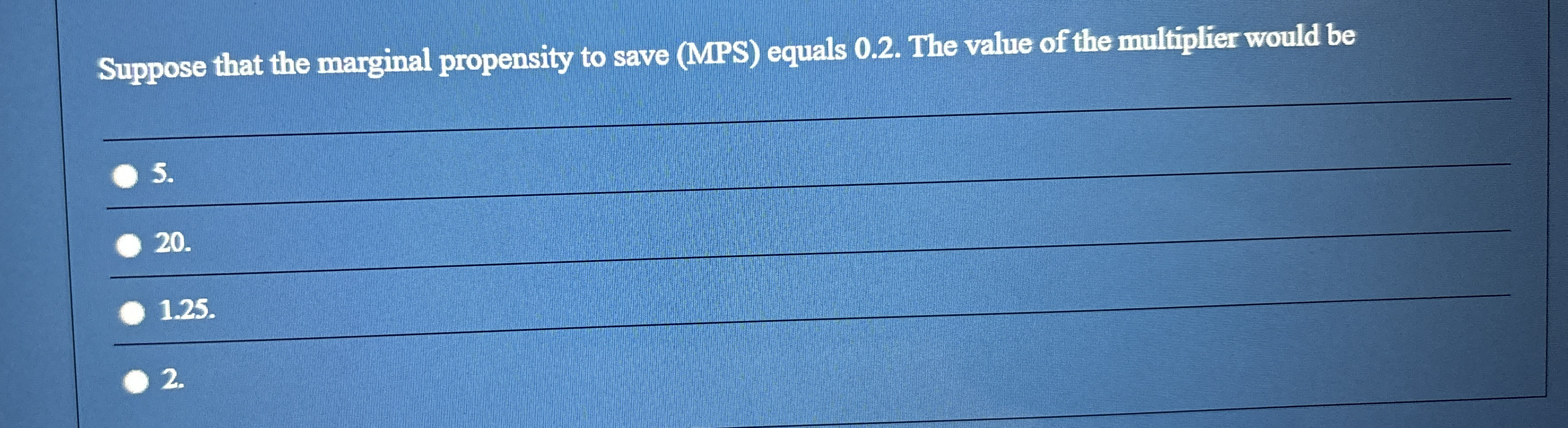 Suppose that the marginal propensity to save (