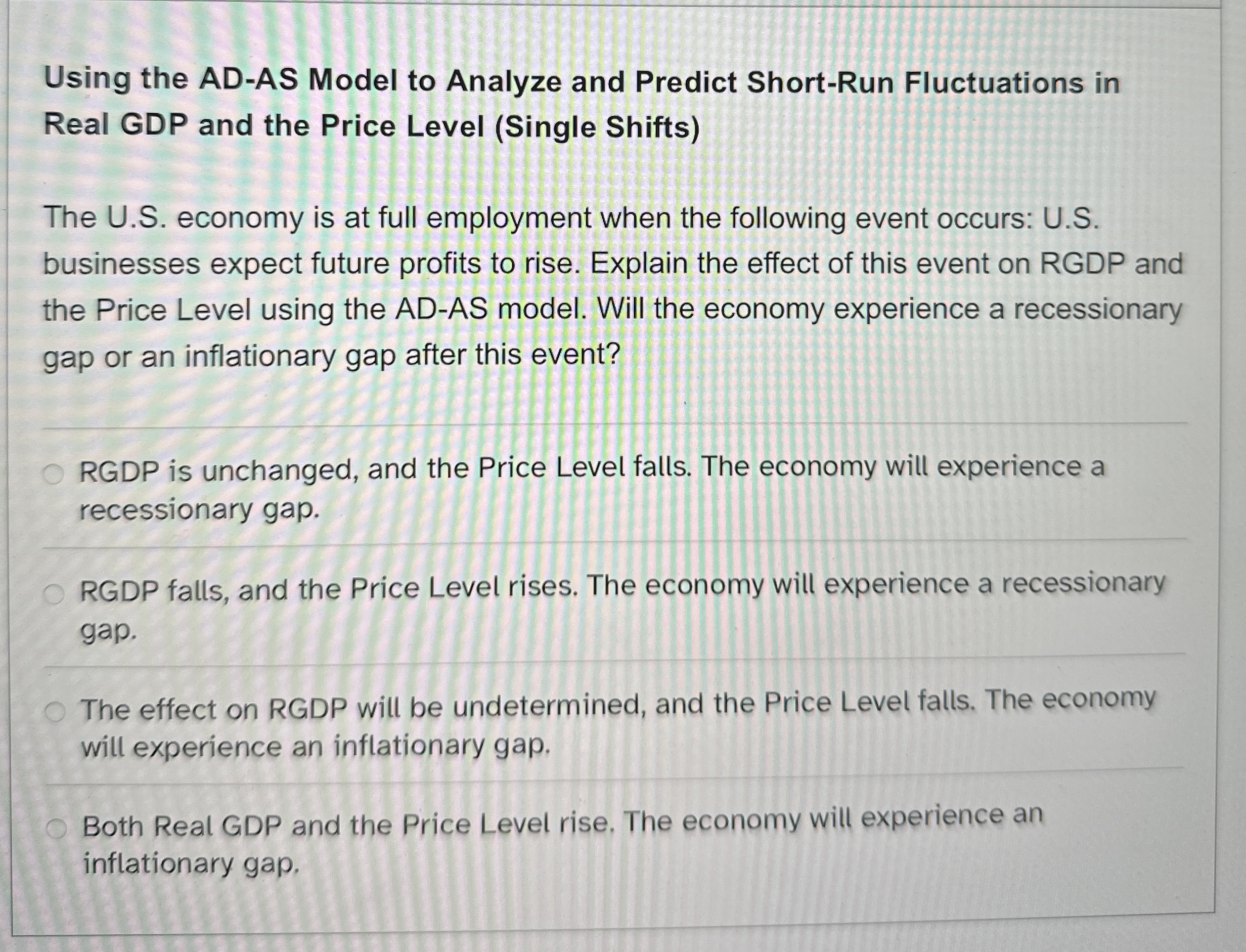 Using the AD - AS Model to Analyze and Predict