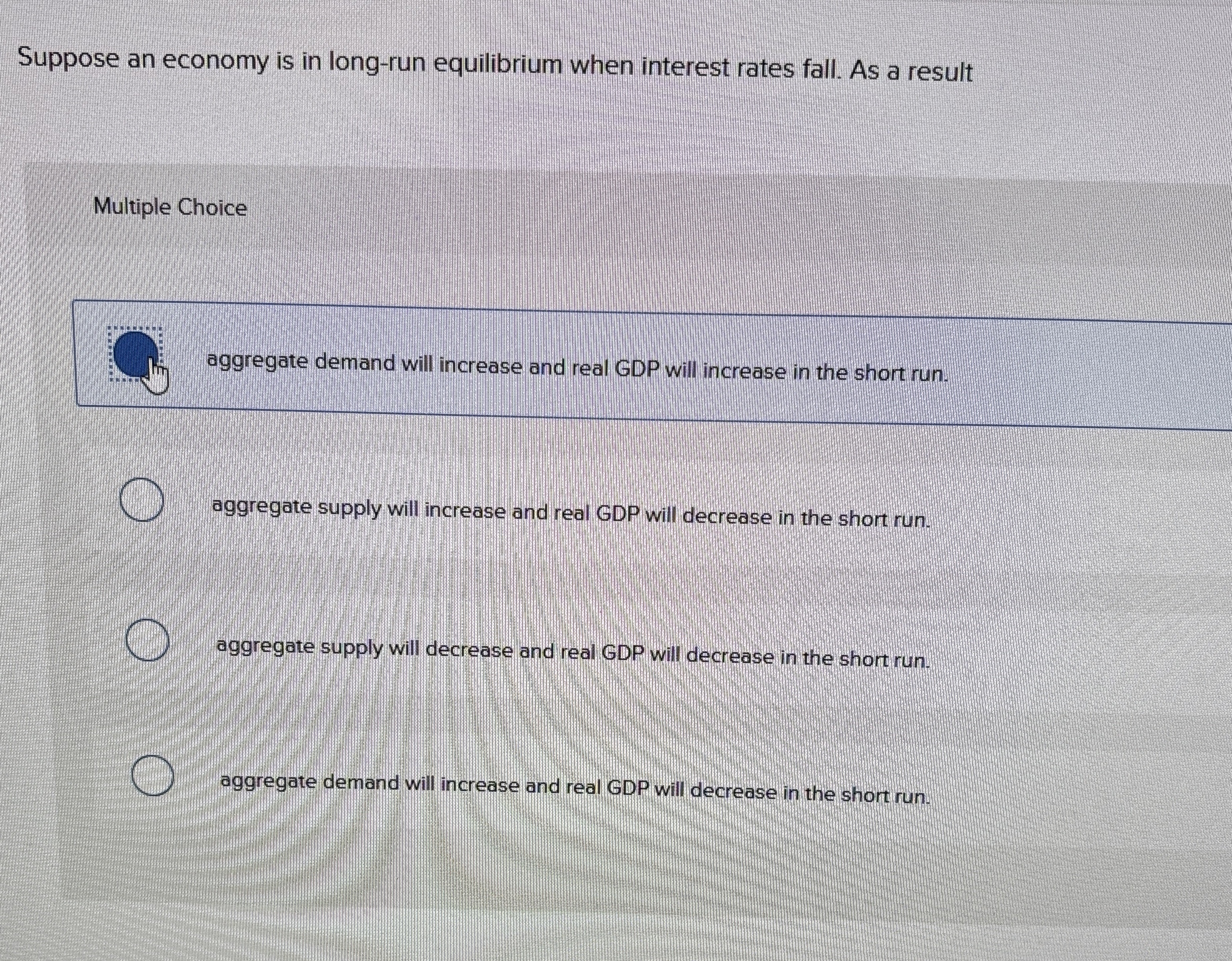 Suppose an economy is in long - run equilibrium